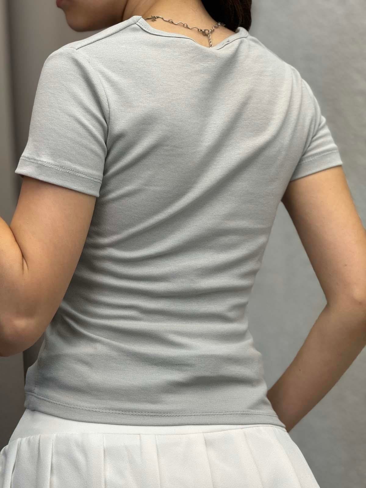 Kneph Kare Yaka Gri Crop