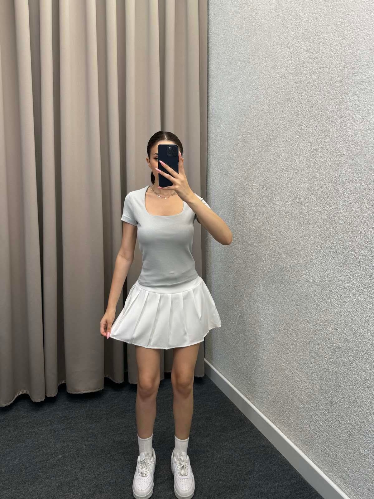 Kneph Kare Yaka Gri Crop