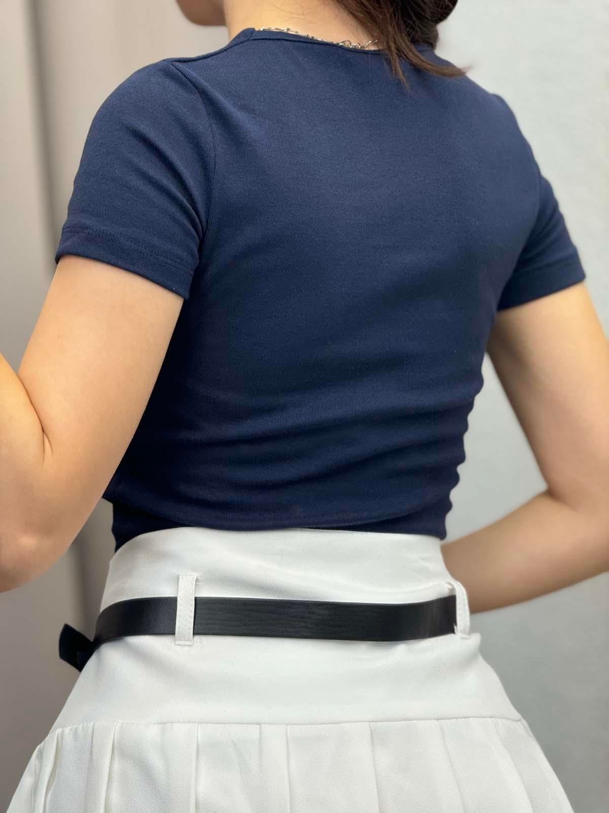 Kneph Kare Yaka Lacivert Crop