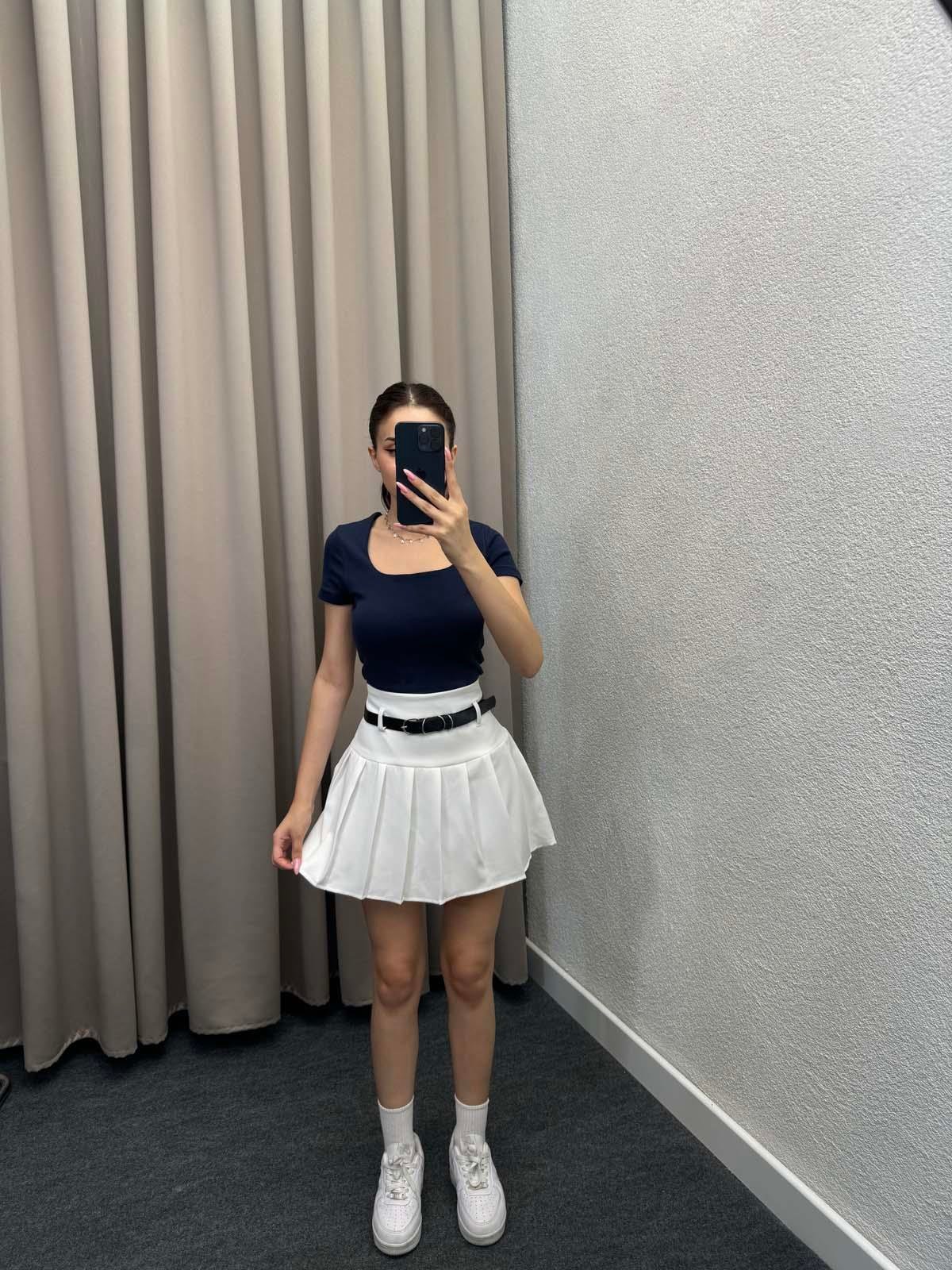 Kneph Kare Yaka Lacivert Crop