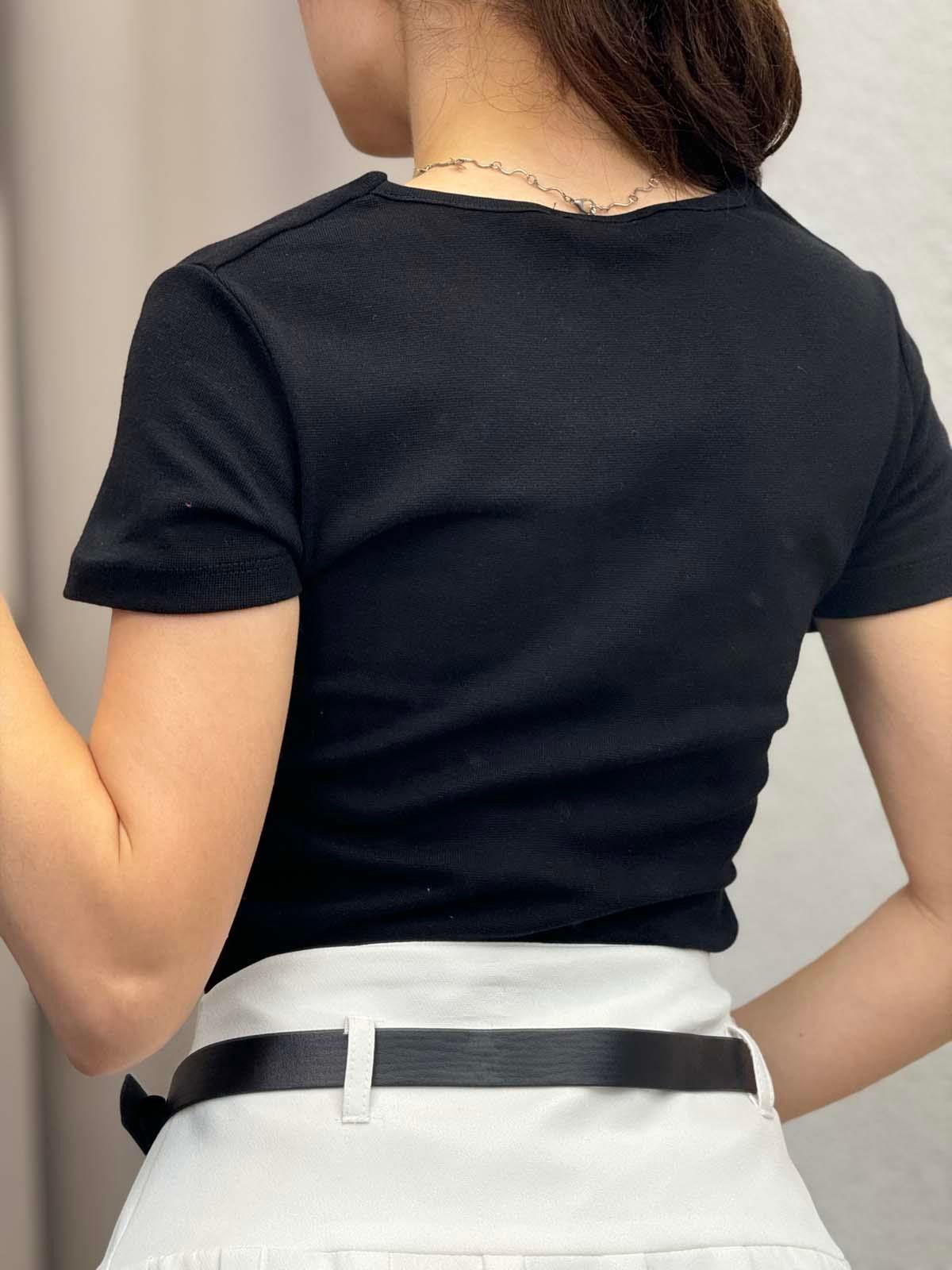 Kneph Kare Yaka Siyah Crop