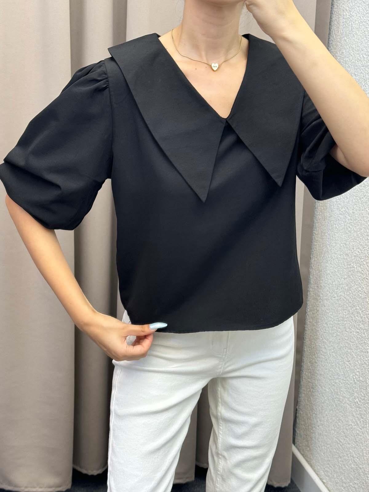 Lady Bebe Yaka Siyah Gömlek