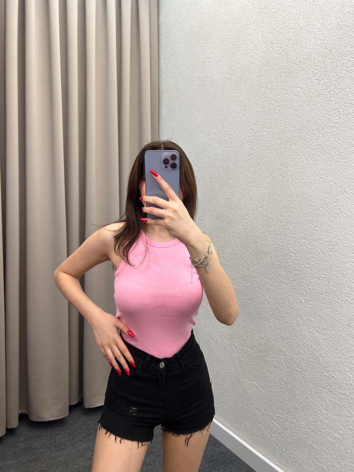 Lanka Halter Yaka Pembe Atlet