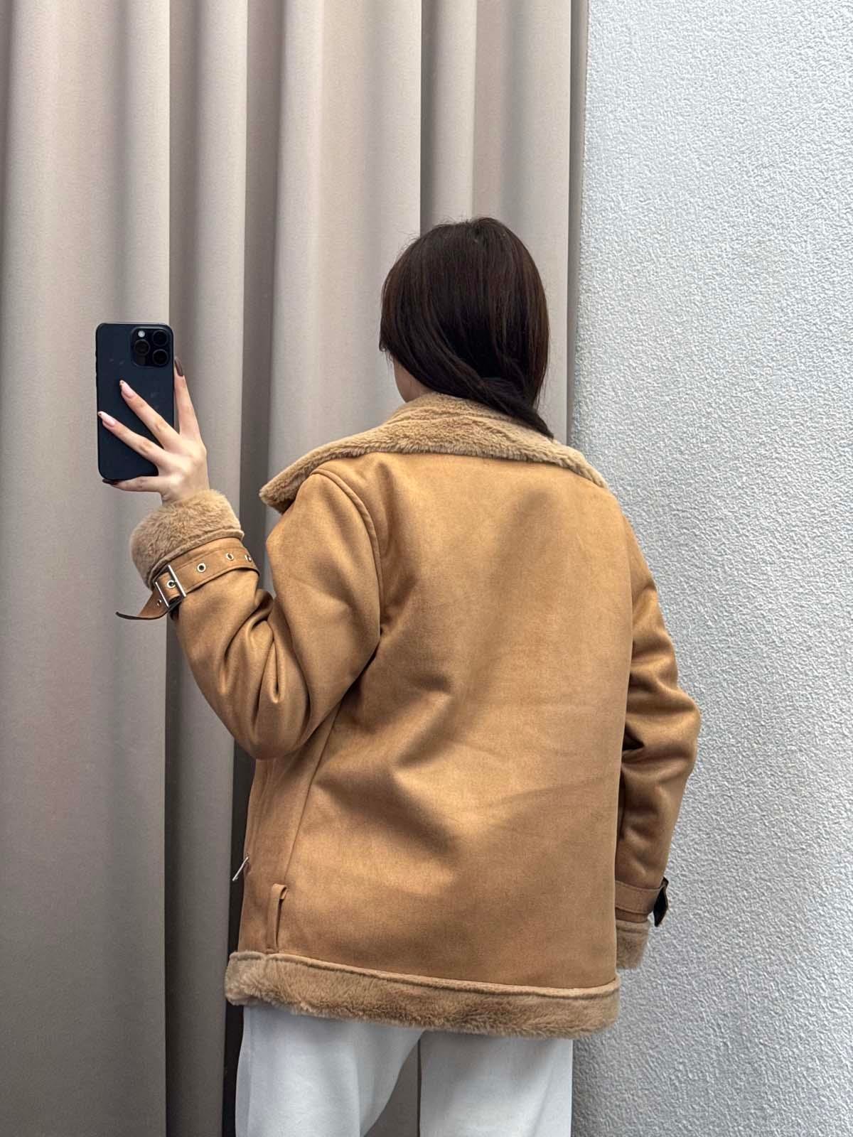 Lares Uzun Kahve Süet Ceket