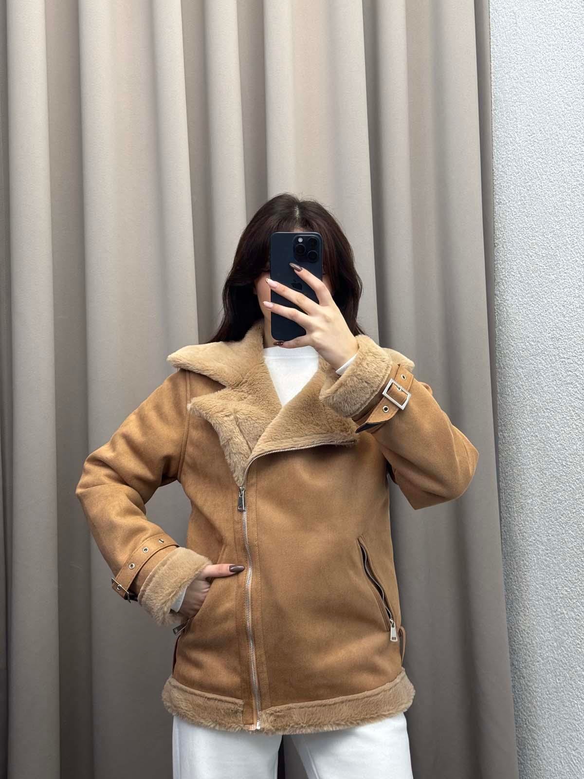 Lares Uzun Kahve Süet Ceket