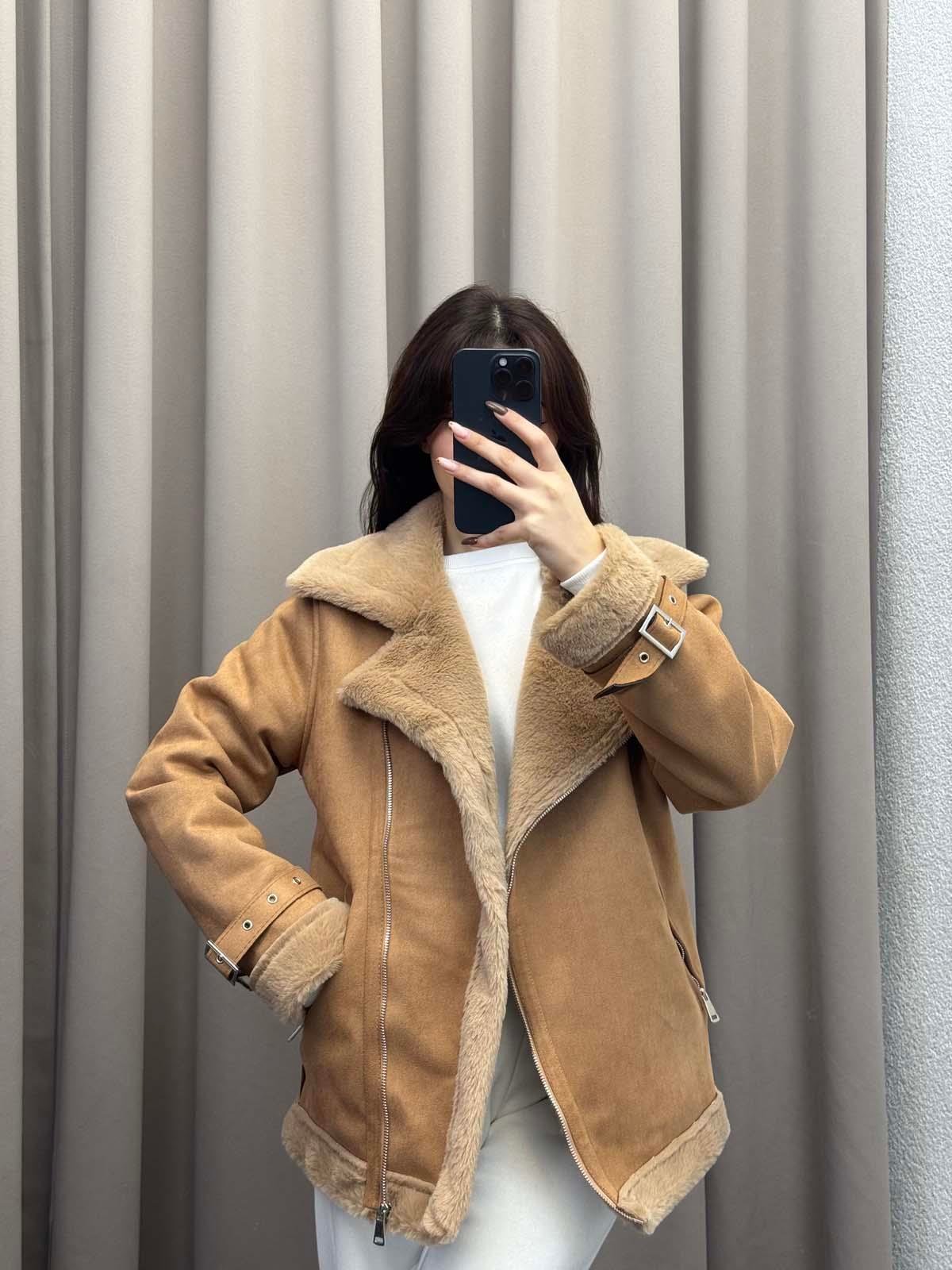 Lares Uzun Kahve Süet Ceket