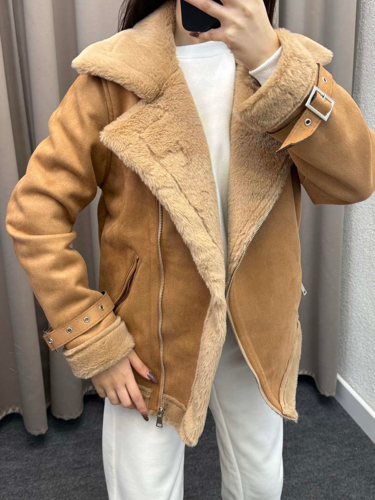 Lares Uzun Kahve Süet Ceket