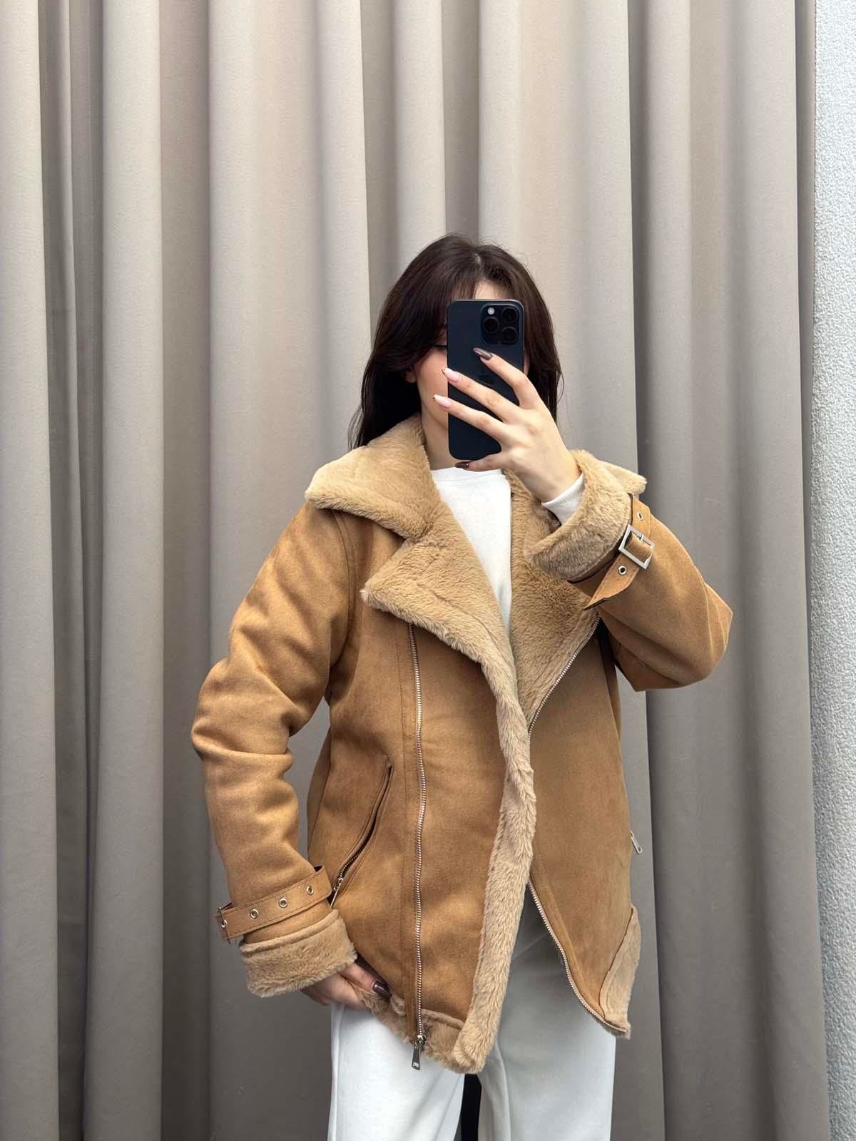 Lares Uzun Kahve Süet Ceket