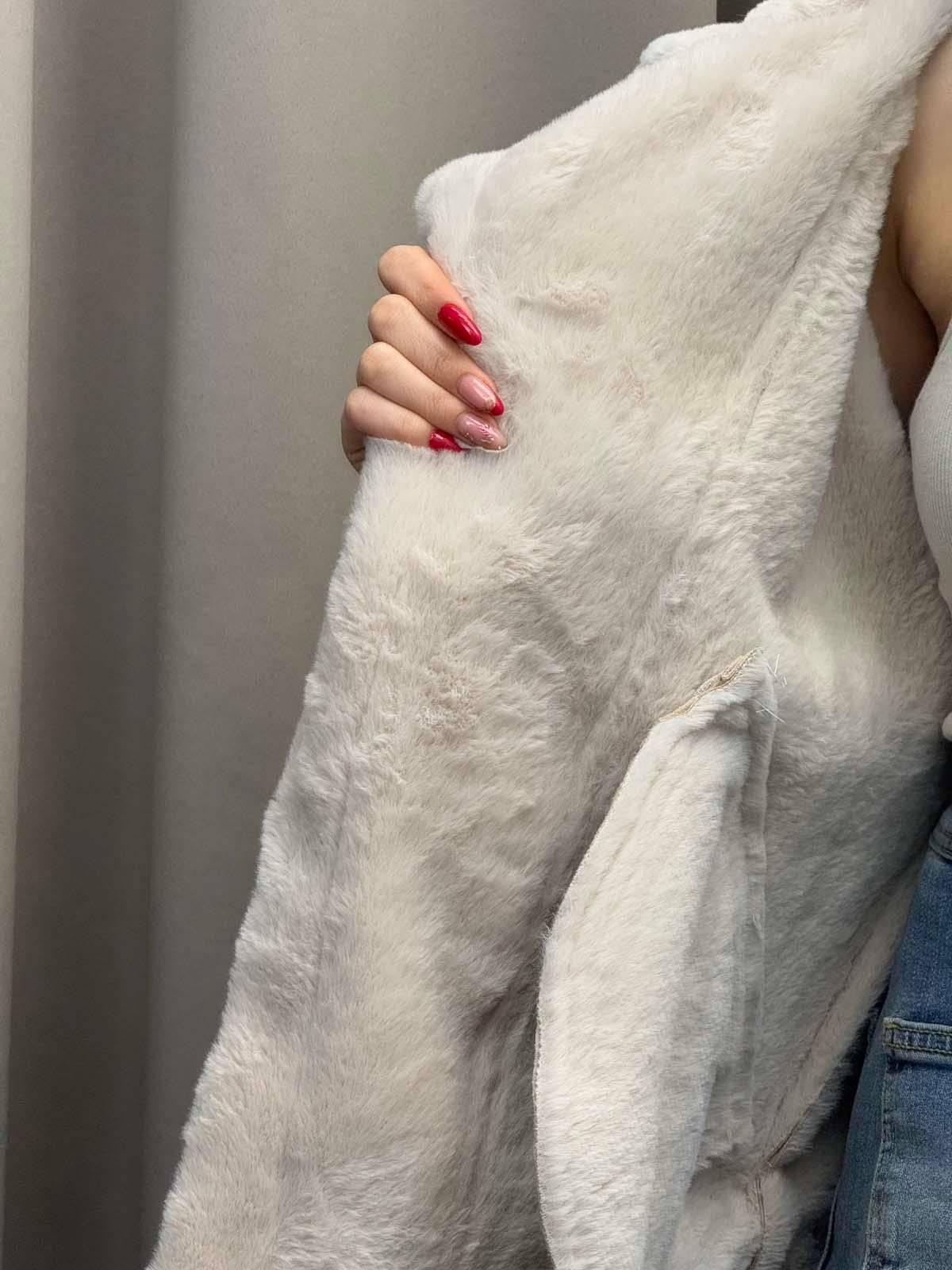 Lares Uzun Krem Süet Ceket