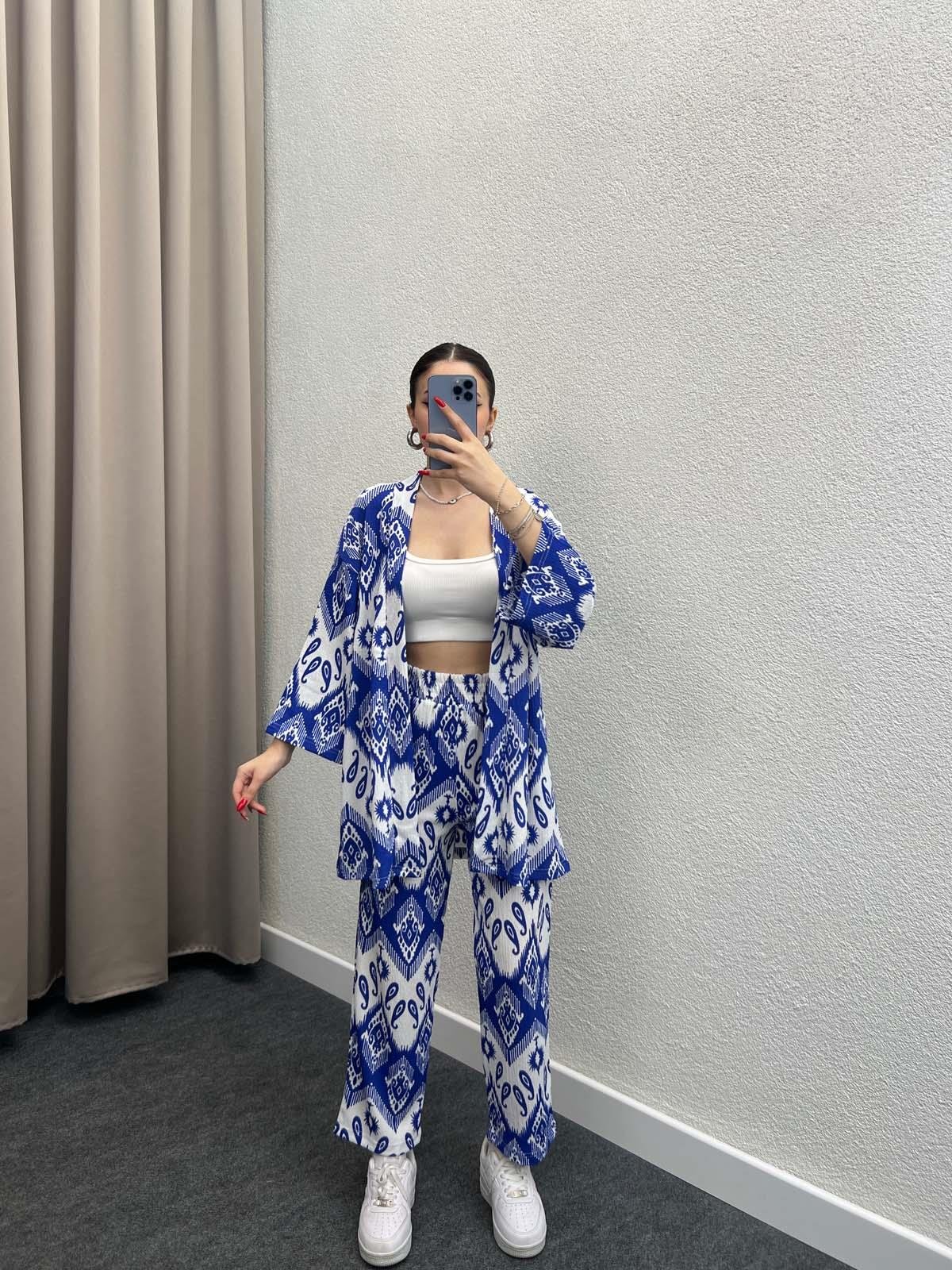 Leila Mavi Kimono Takım