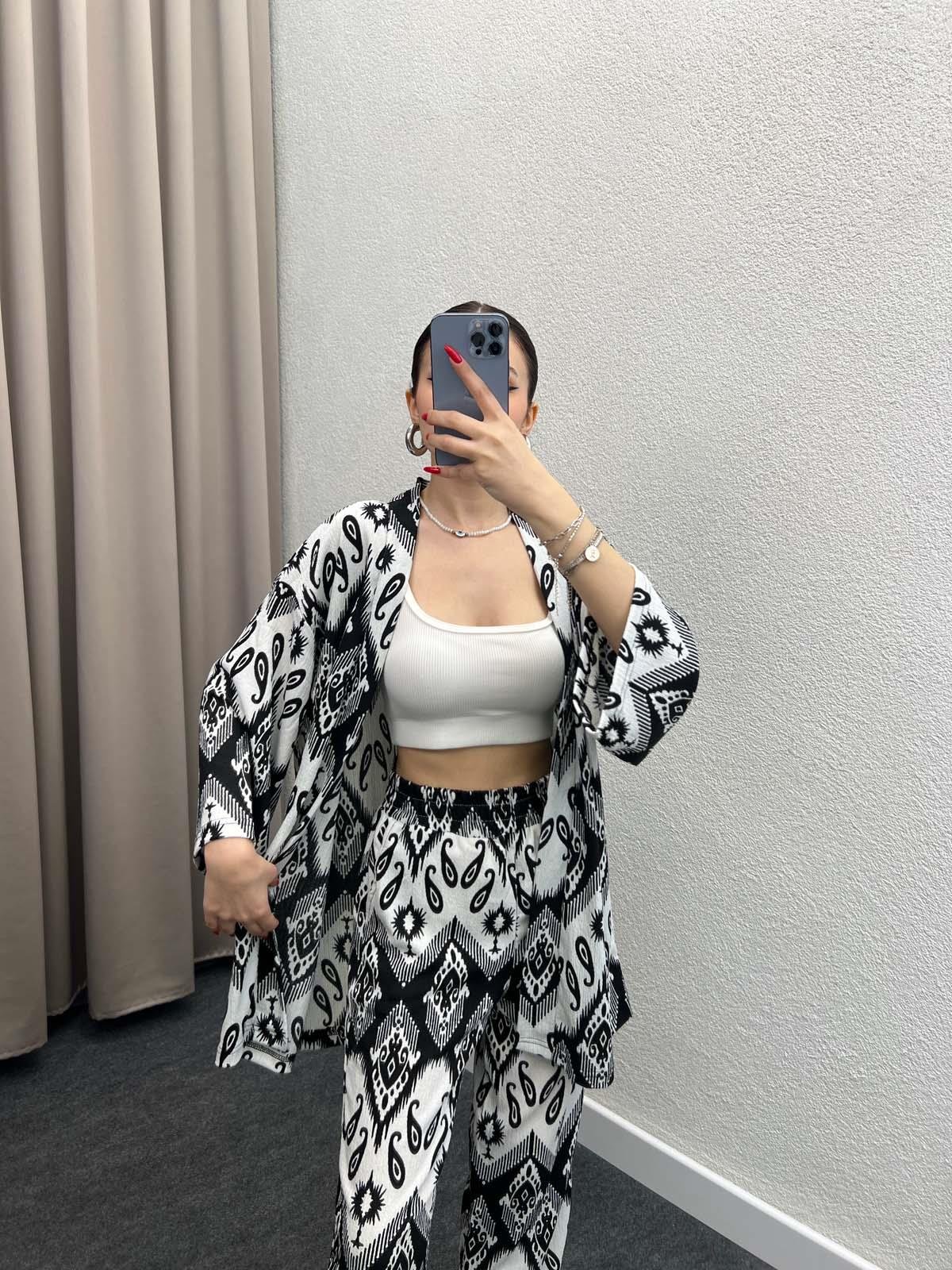 Leila Siyah Kimono Takım