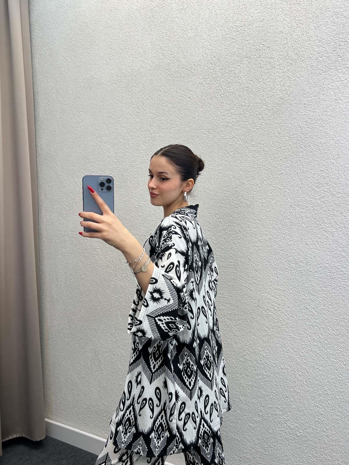 Leila Siyah Kimono Takım