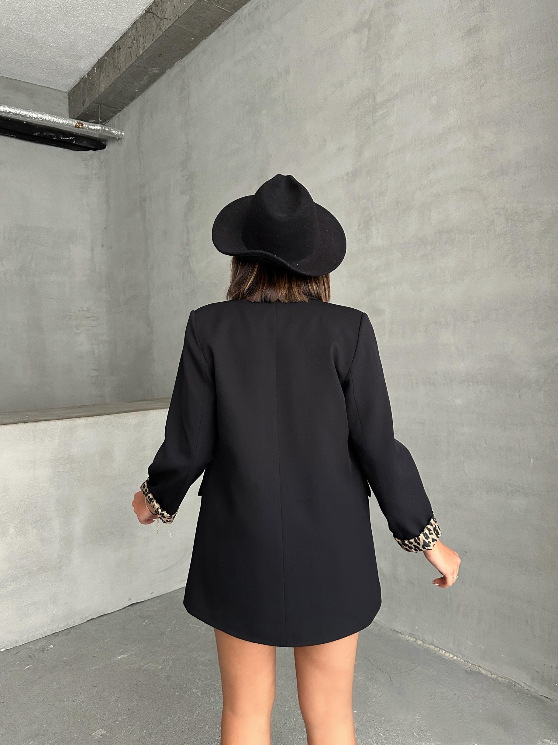 LEOPAR ASTARLI BLAZER CEKET SİYAH