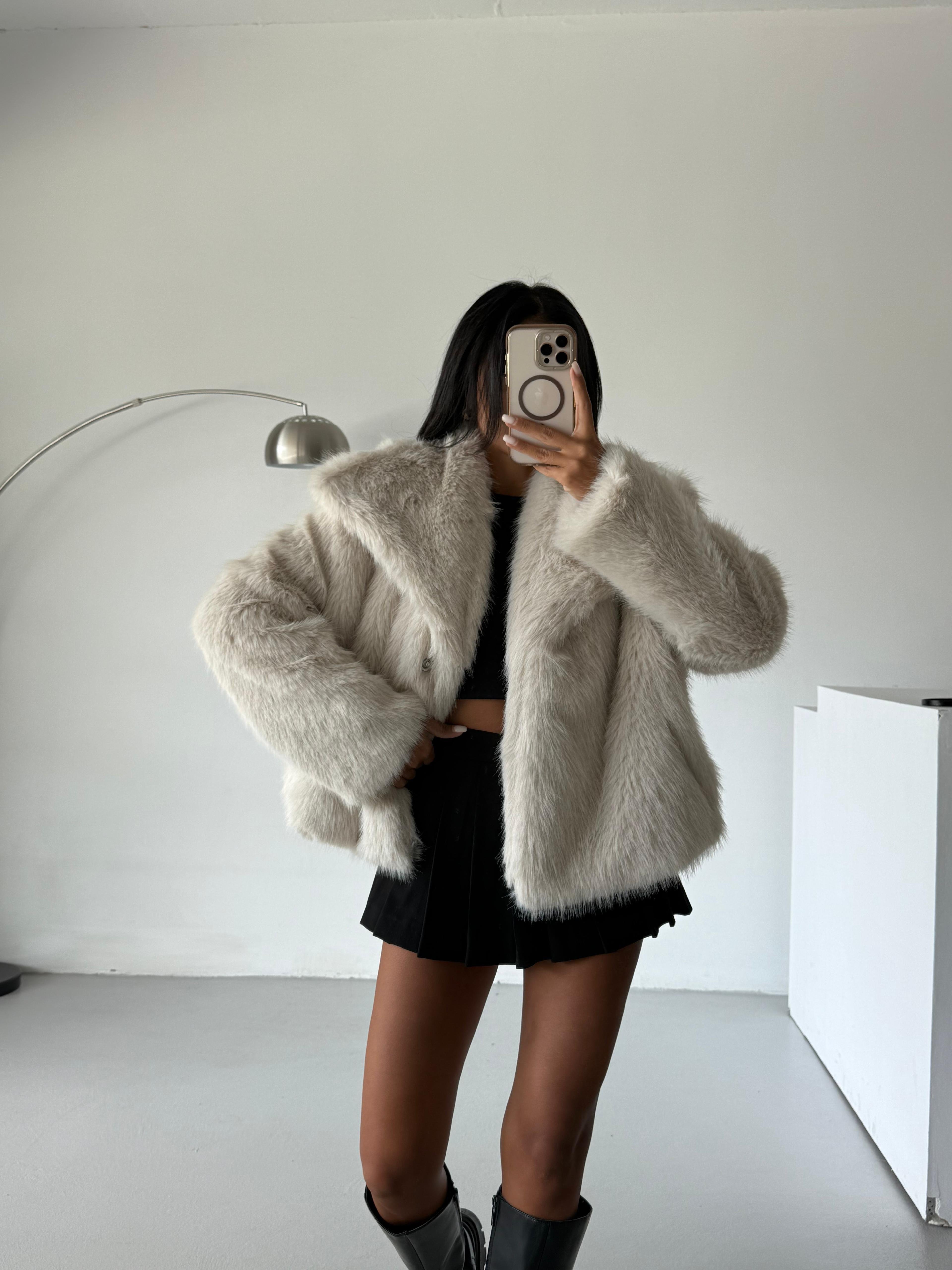 LOLİTA ŞALYAKA OVERSİZE KALIP  KÜRK BEJ