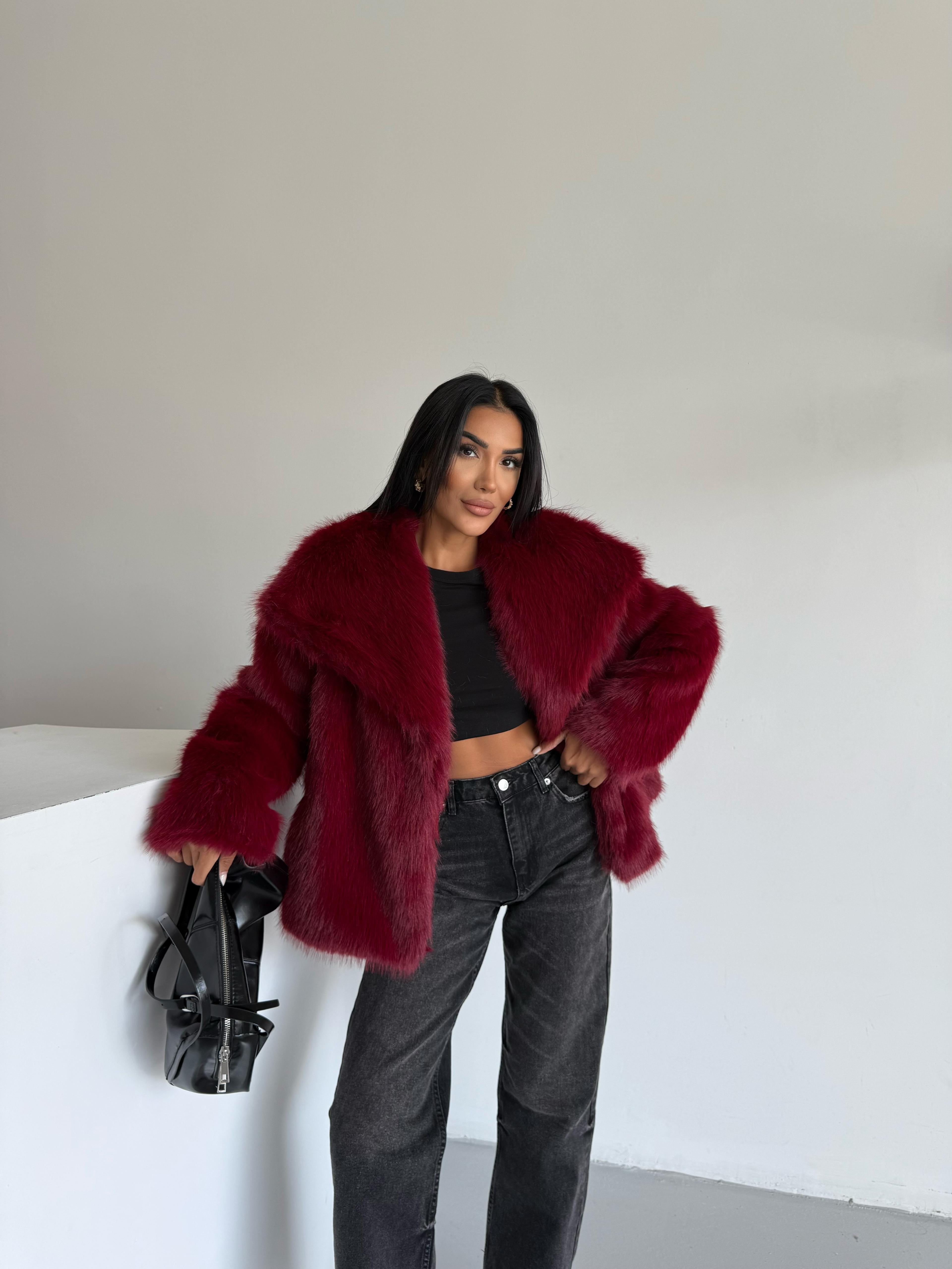 LOLİTA ŞALYAKA OVERSİZE KALIP KÜRK BORDO