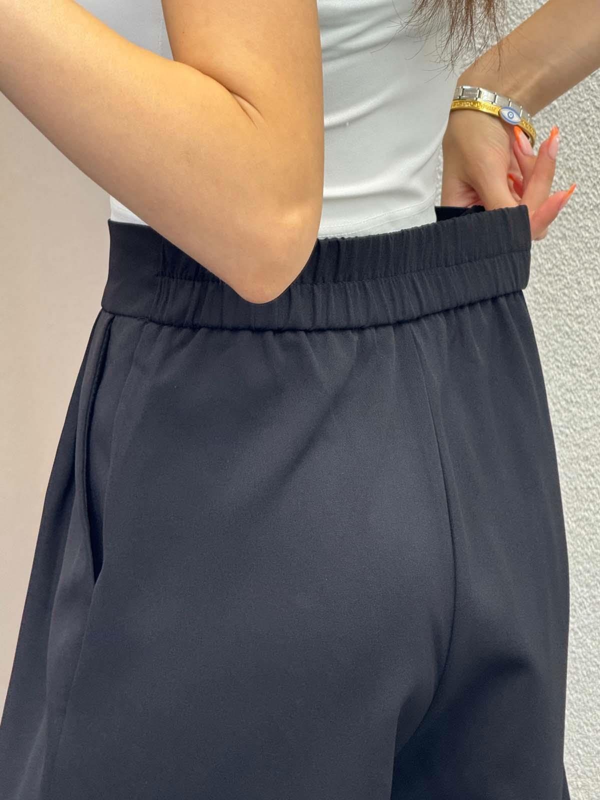 Lugo Siyah Lastik Kemer Çırt Kaplamalı Pantolon
