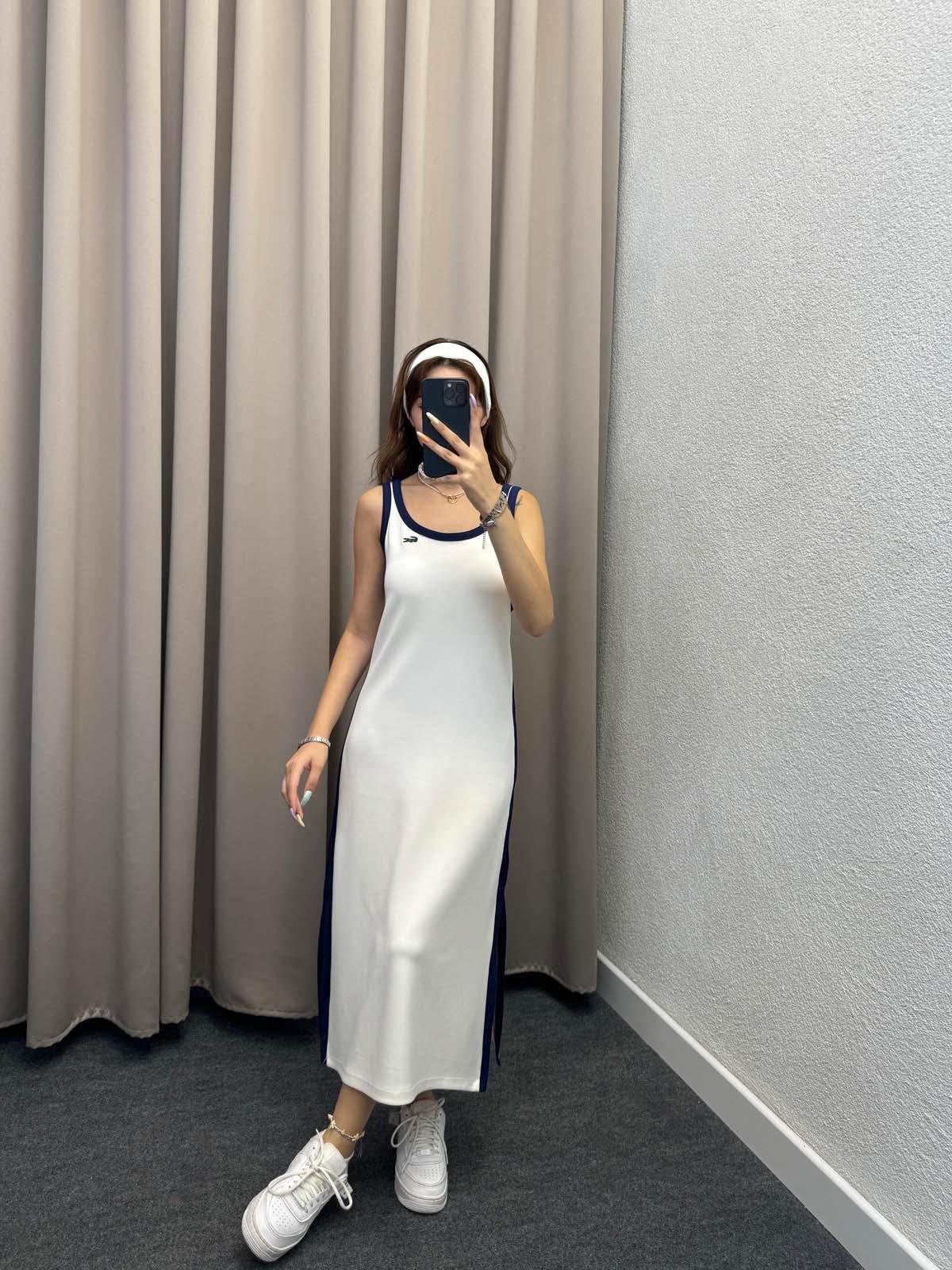 Lykos Yan Yırtmaçlı Beyaz Elbise