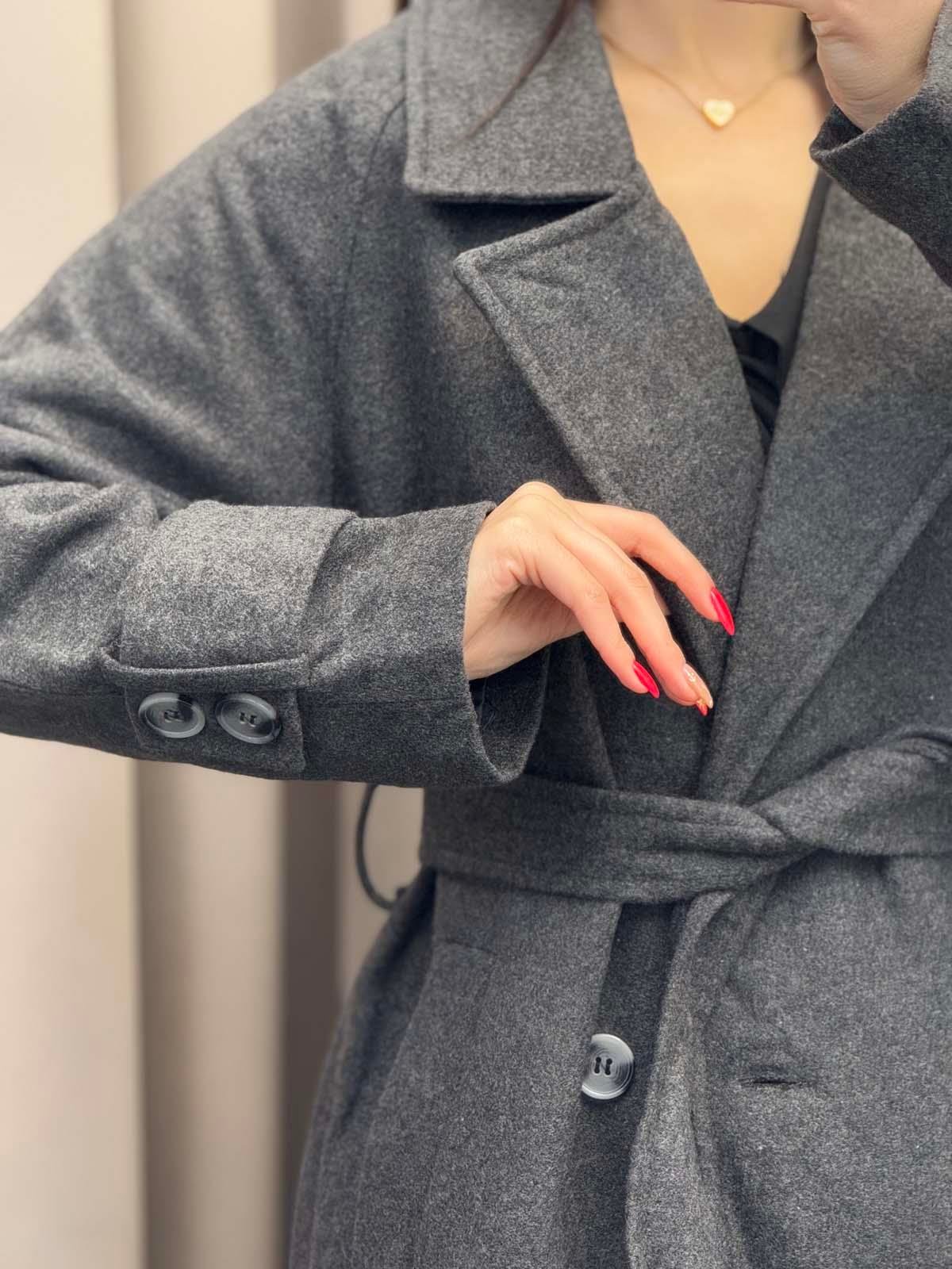 Maeras Füme Kuşaklı Kaşe Kaban