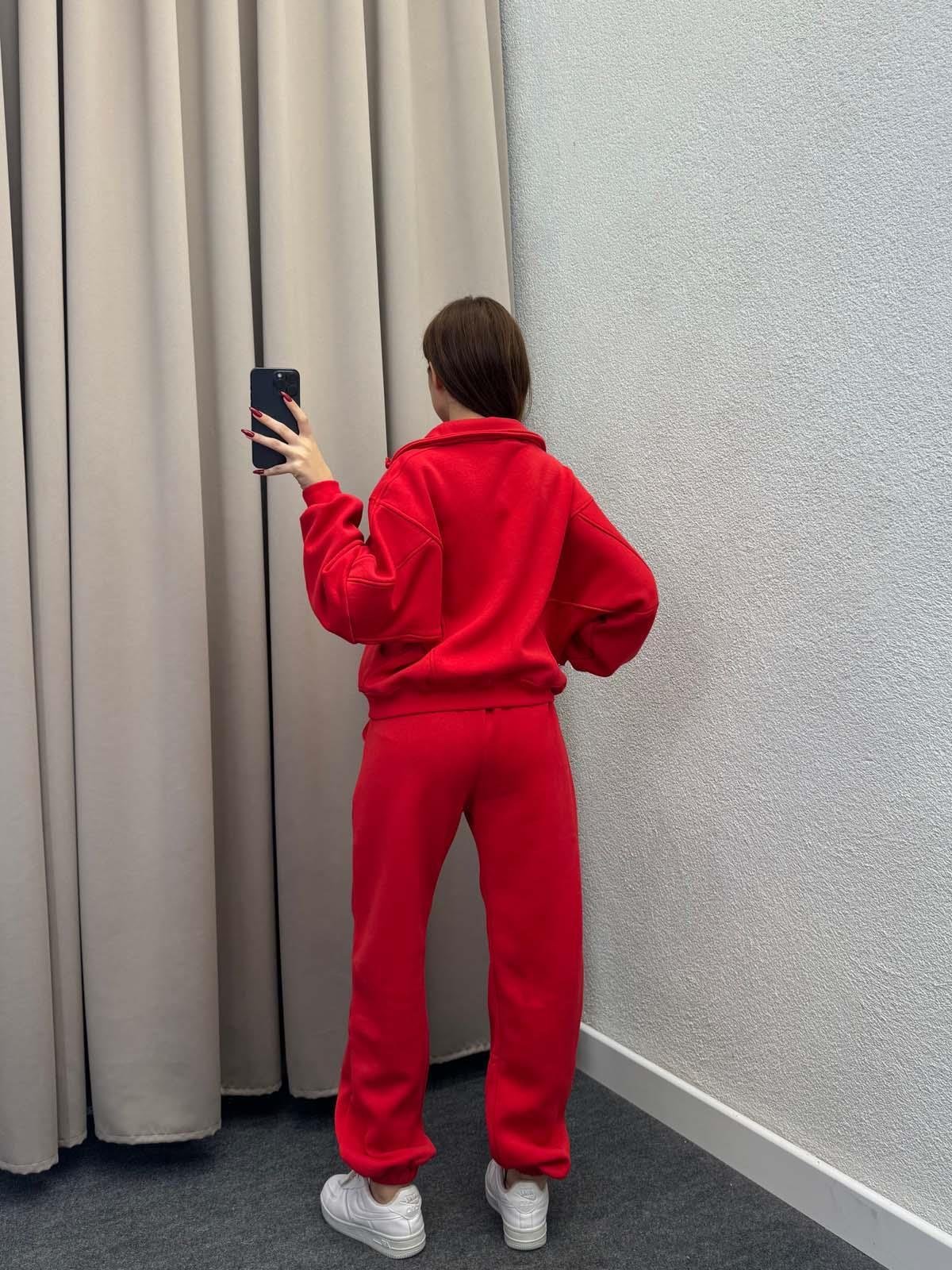 Mario Üç İplik Şardonlu Kırmızı Eşofman Takımı