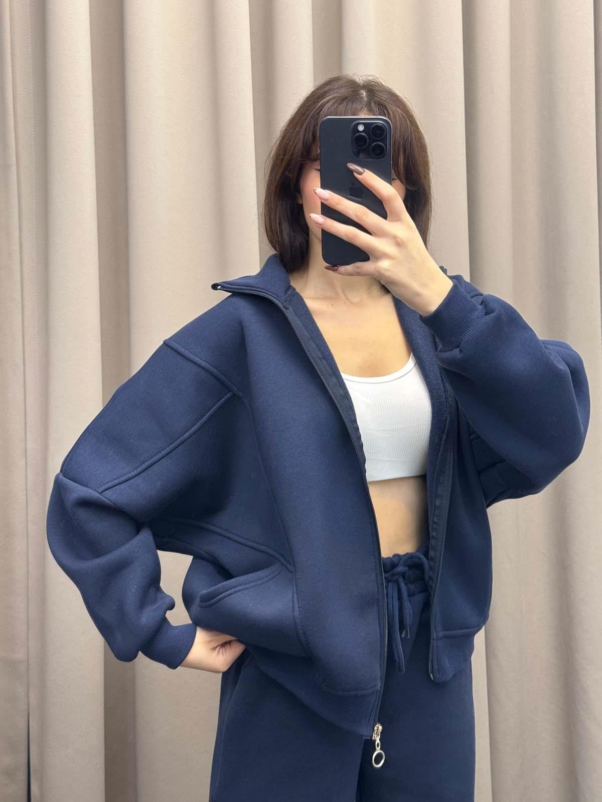 Mario Üç İplik Şardonlu Lacivert Eşofman Takımı