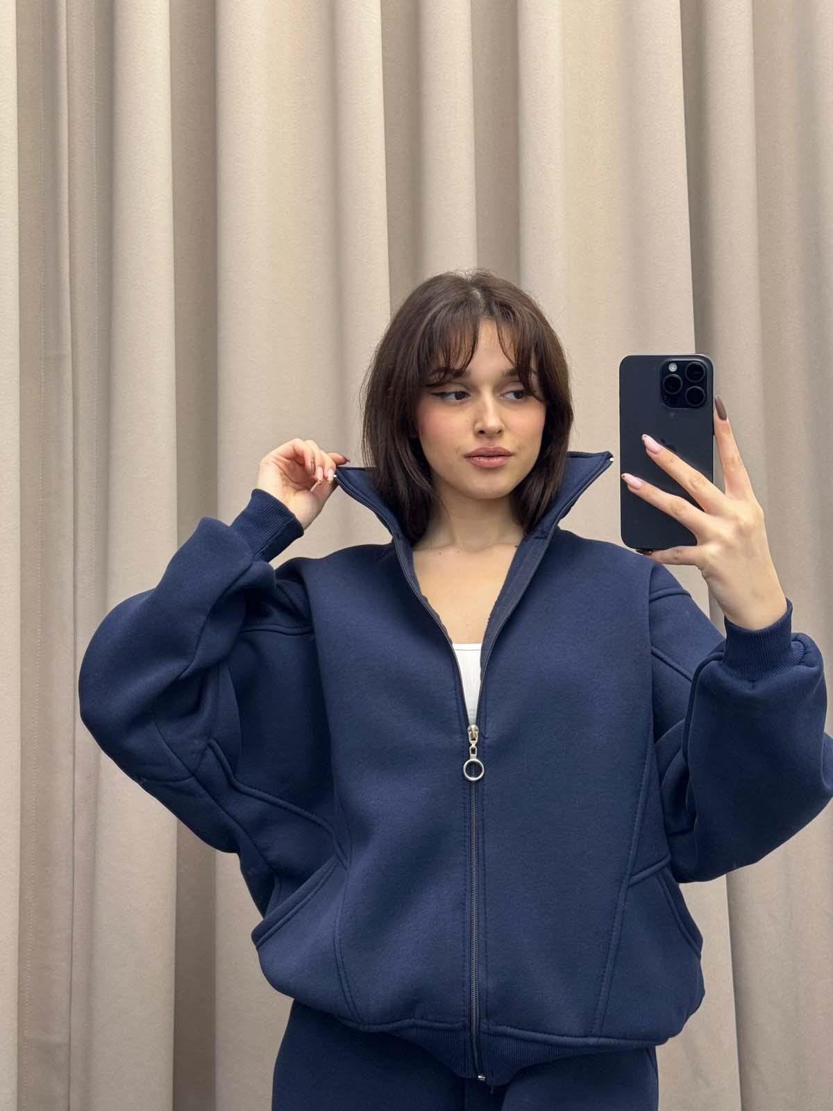 Mario Üç İplik Şardonlu Lacivert Eşofman Takımı