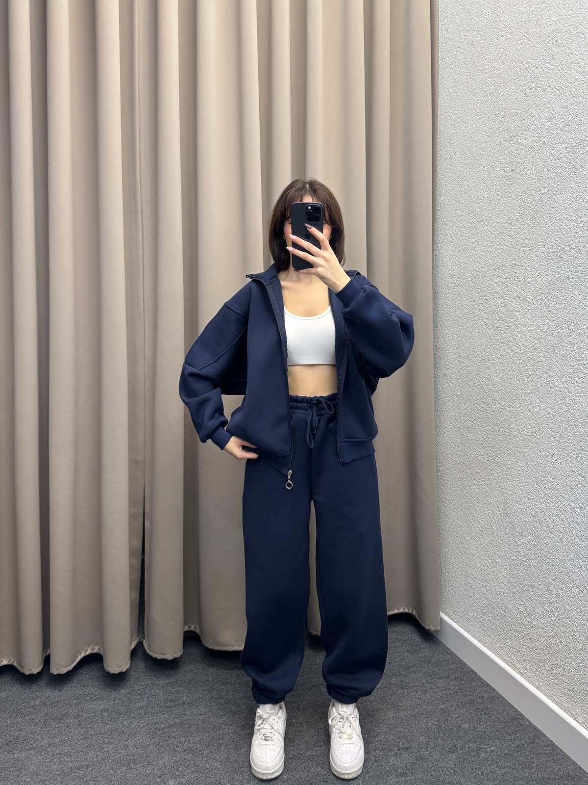 Mario Üç İplik Şardonlu Lacivert Eşofman Takımı