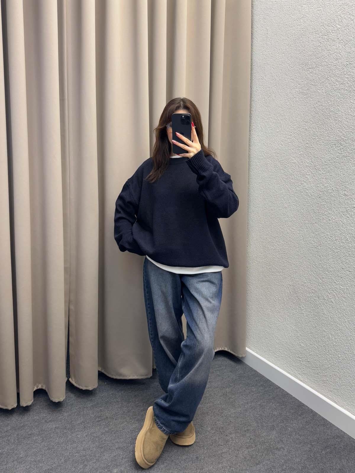 Massimo Dutti Lacivert Kazak