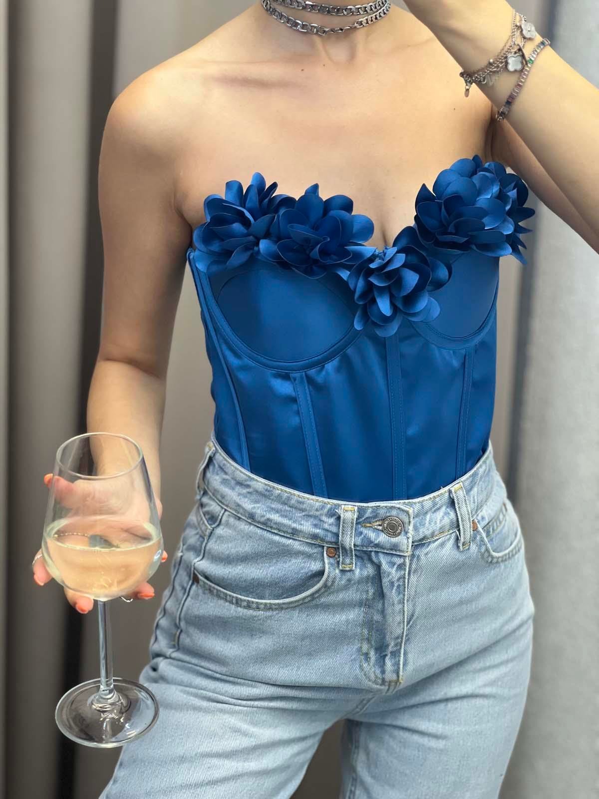 Medusa Mavi Korse Bustiyer