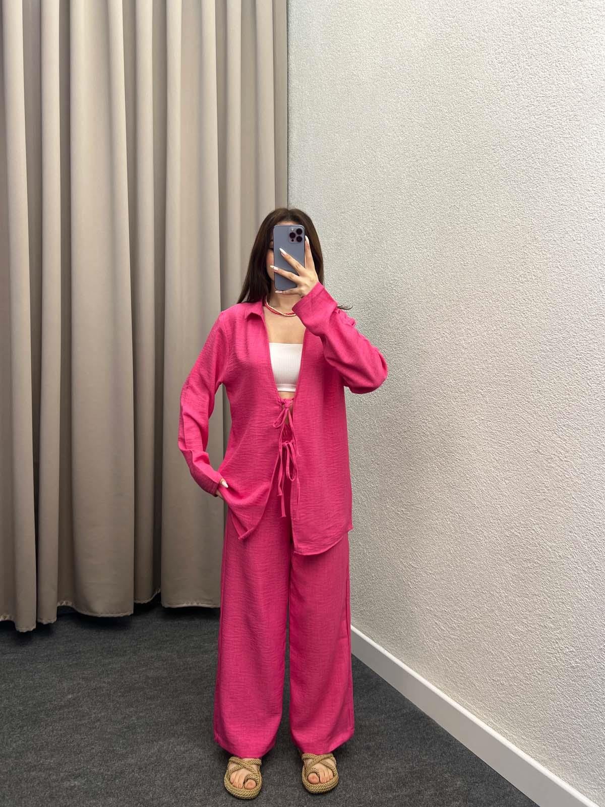 Milano Pembe Bağlamalı Kimona Takım