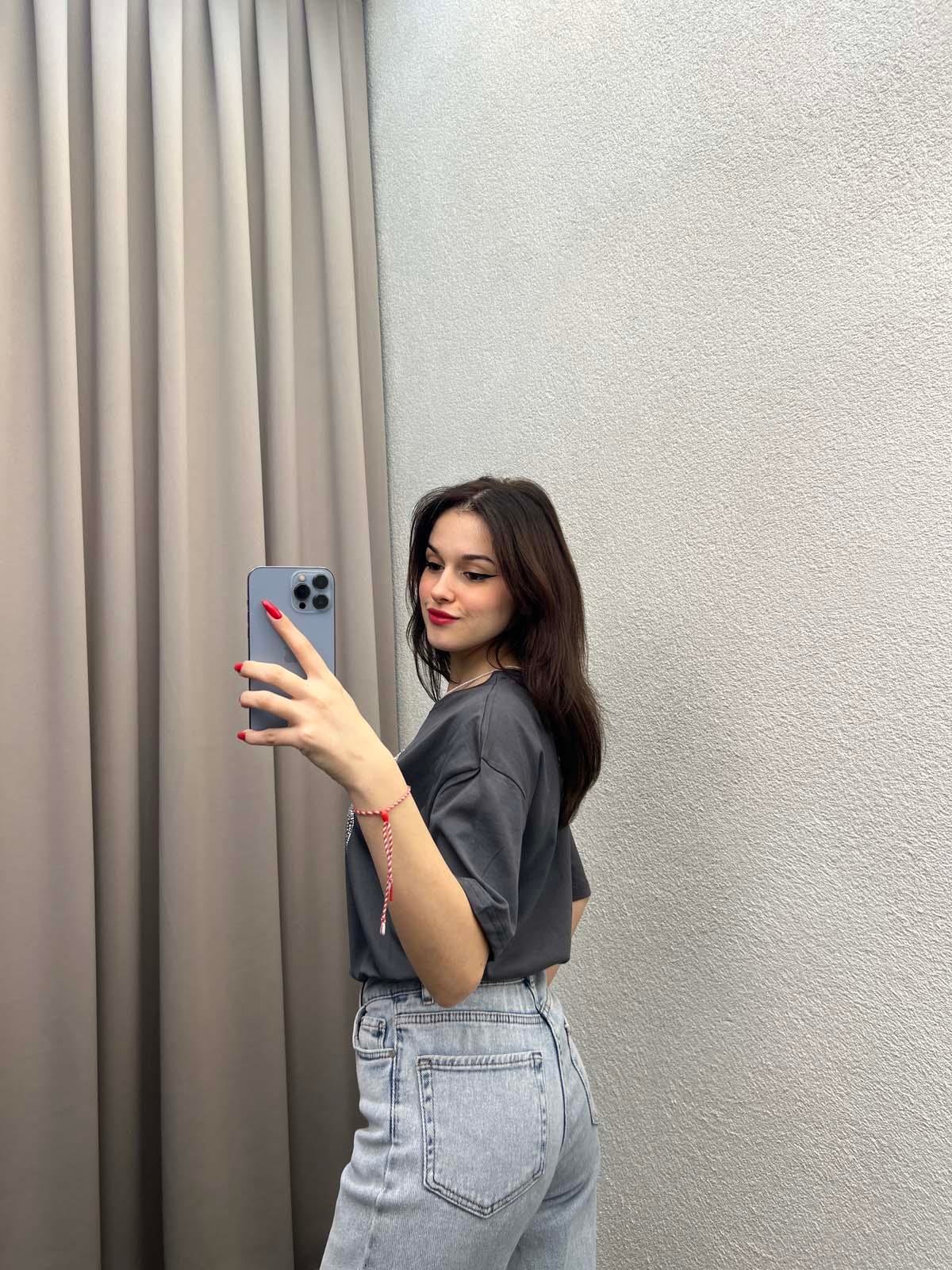 Miu Antrasit Oversize Tshirt