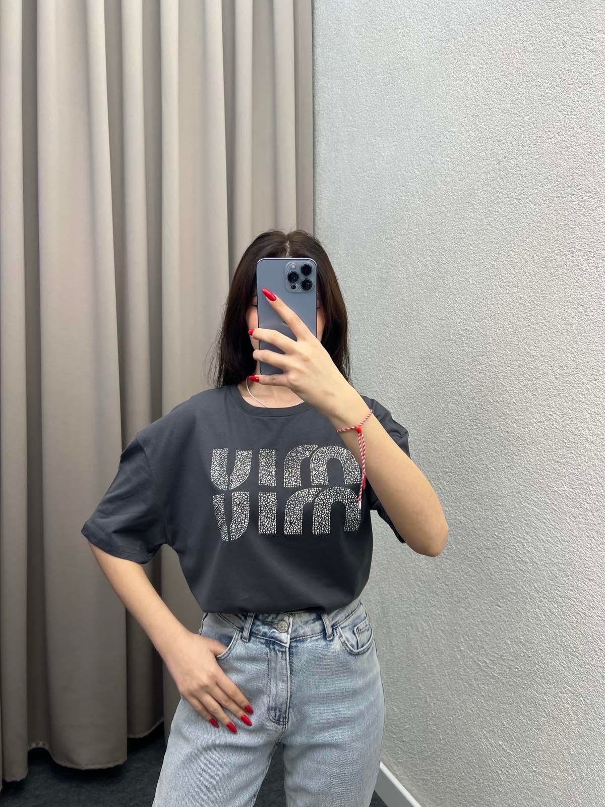 Miu Antrasit Oversize Tshirt