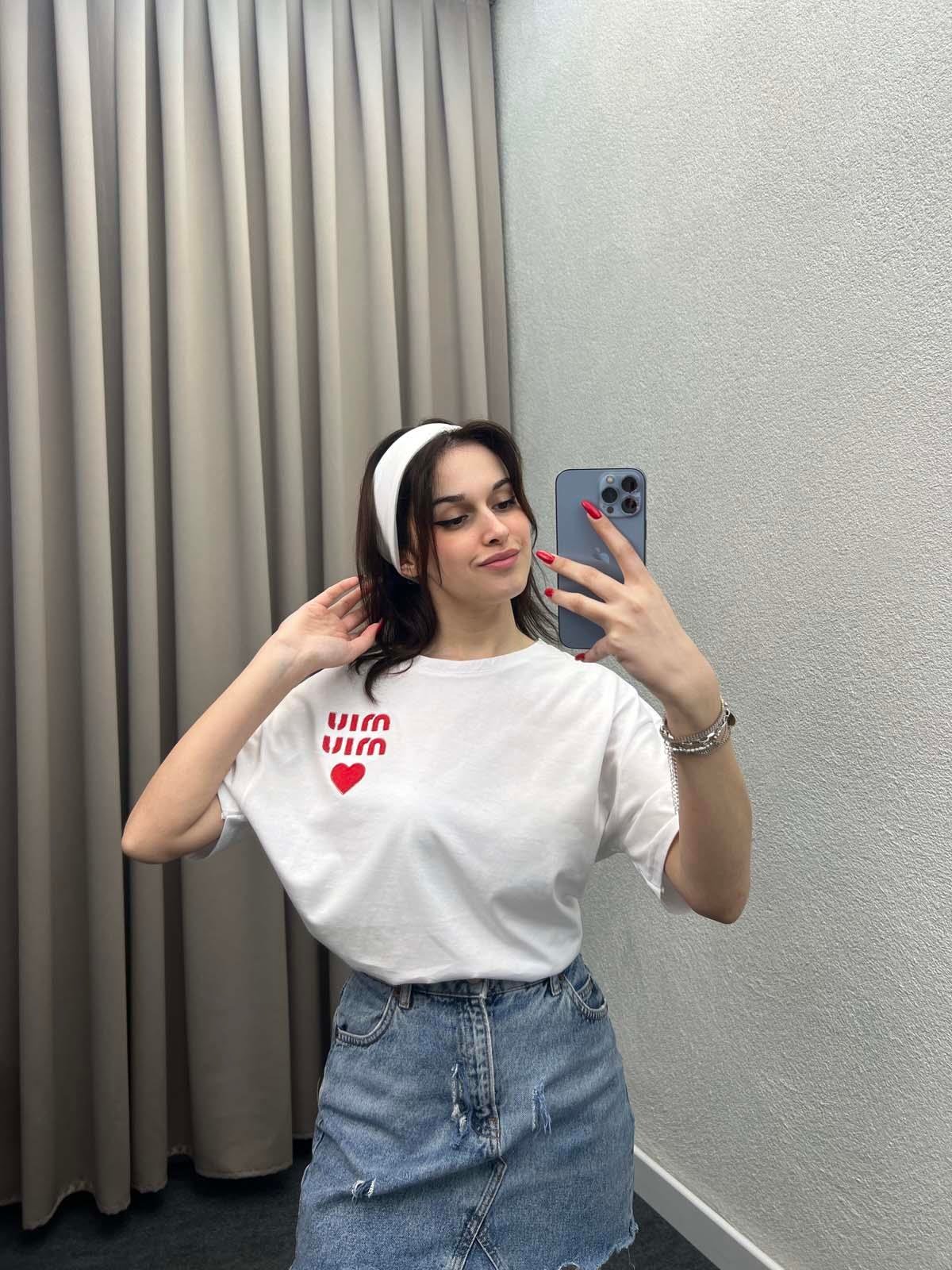 Miu Miu Beyaz Oversize Tshirt