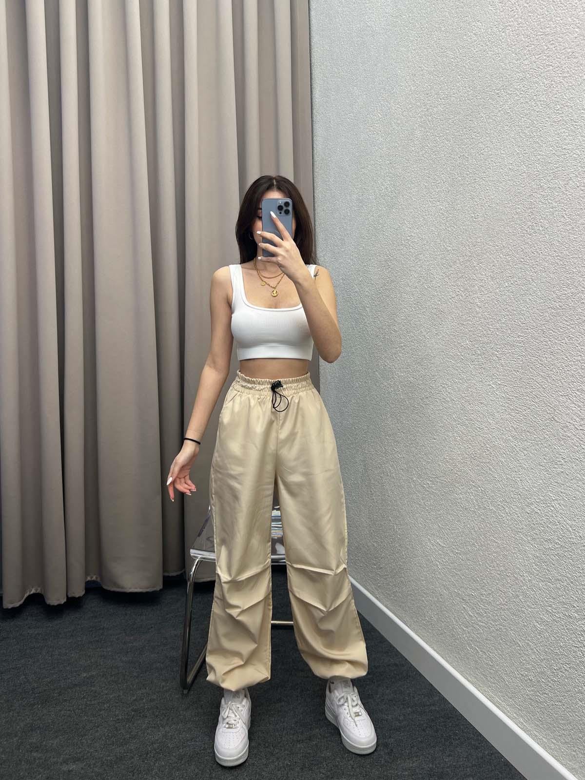 Ninja Bej Paraşüt Kumaş Pantolon
