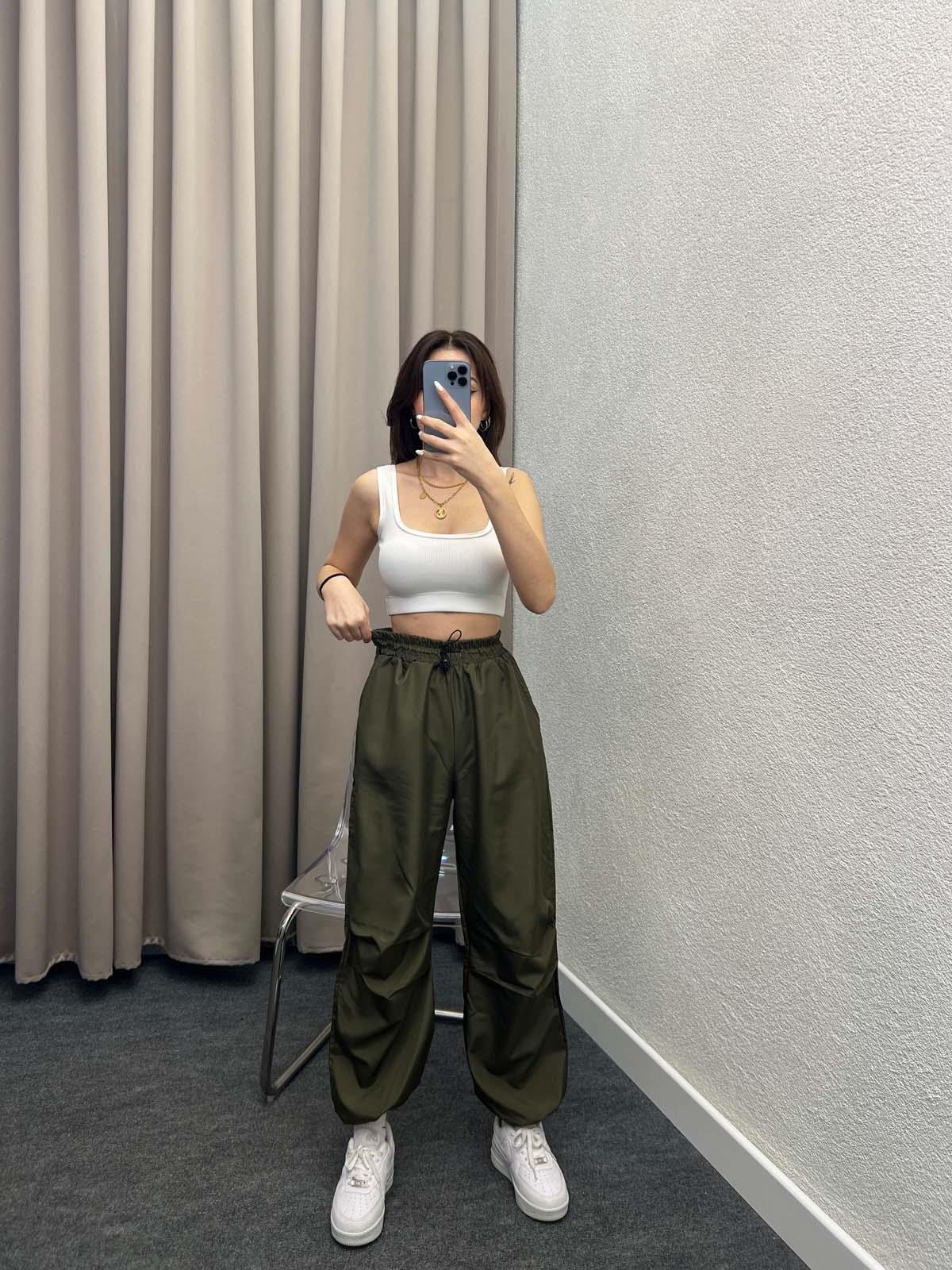 Ninja Haki Paraşüt Kumaş Pantolon