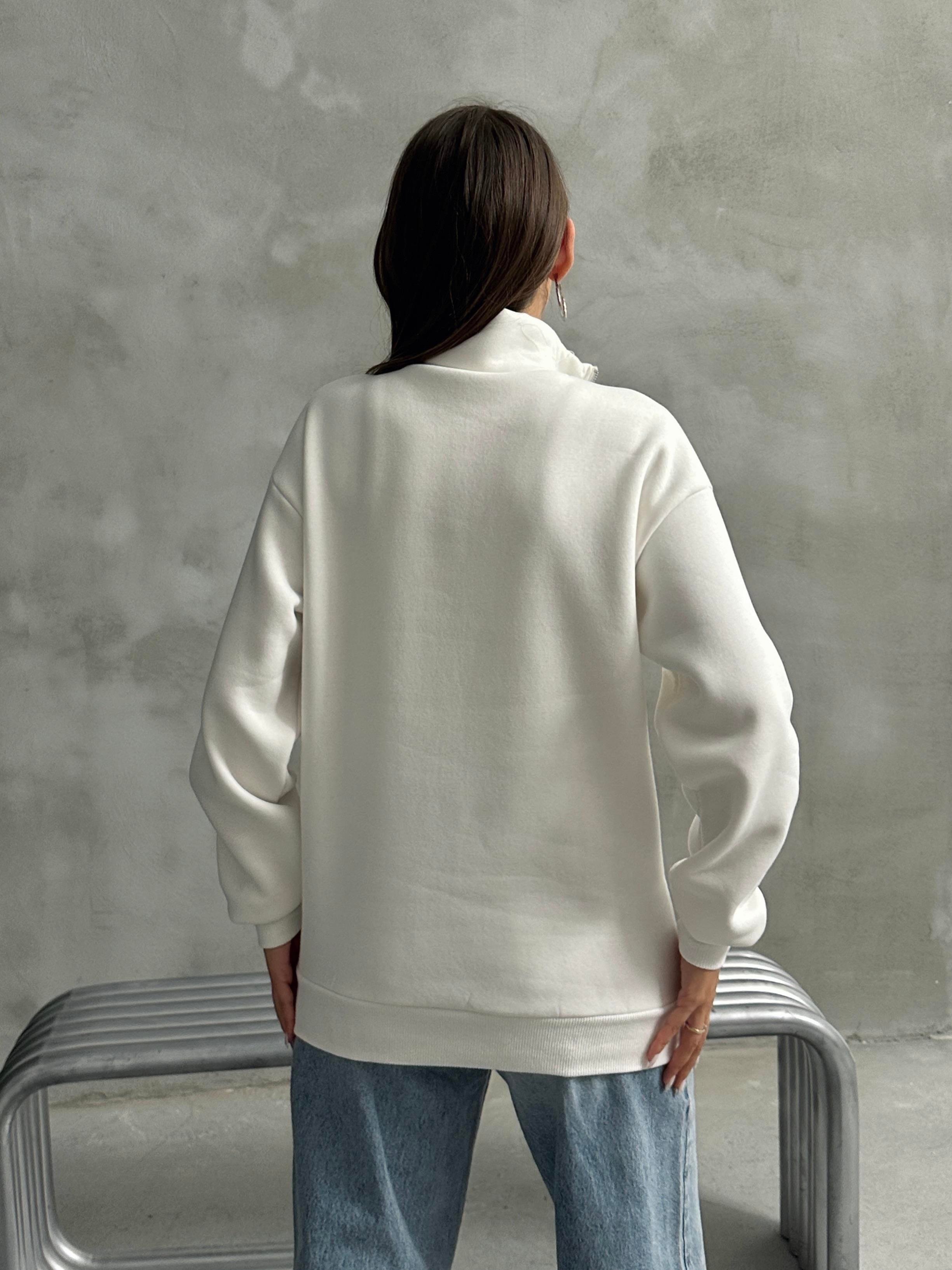 NYC NAKIŞ İŞLEMELİ SWEATSHIRT BEYAZ