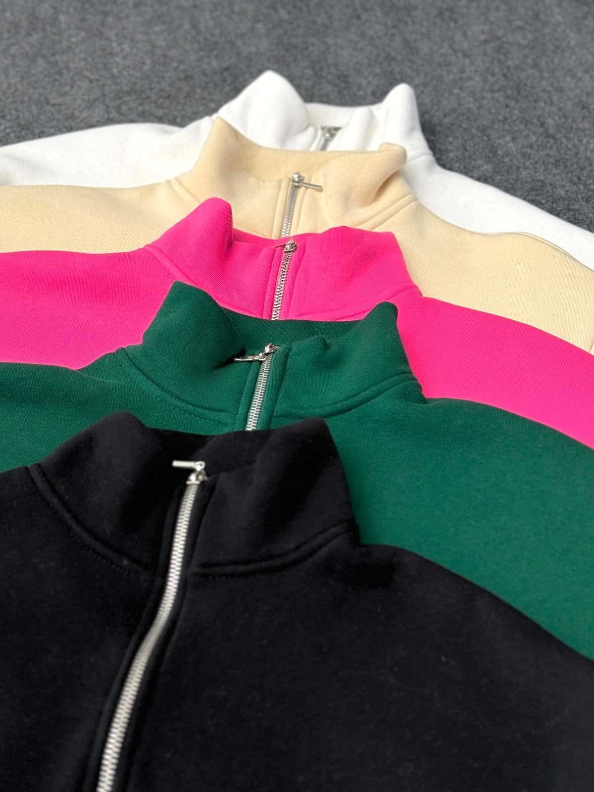 Nyc Pembe Oversize Yarım Fermuarlı Sweatshirt