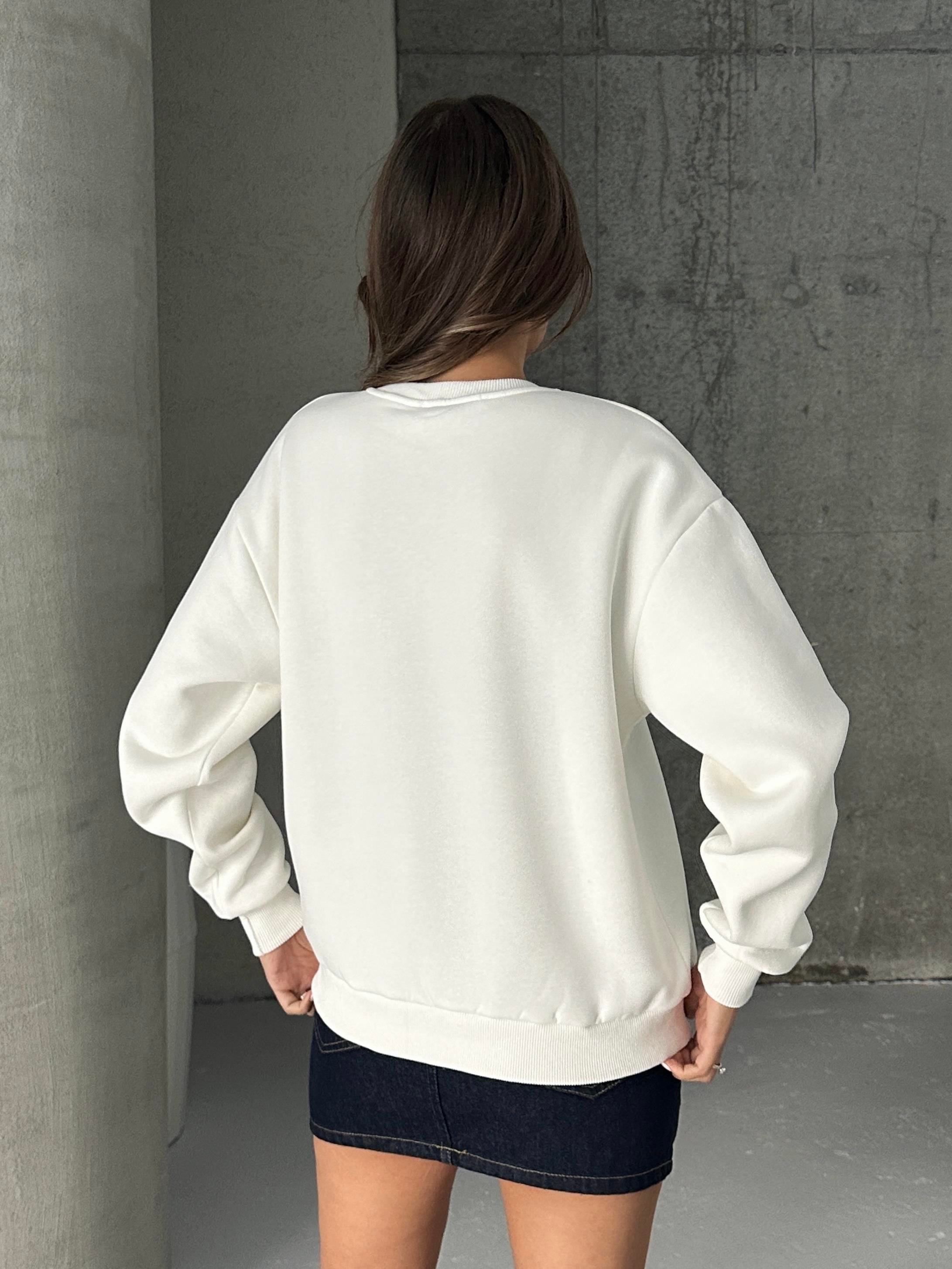 Oxford Baskılı Oversize Sweatshirt