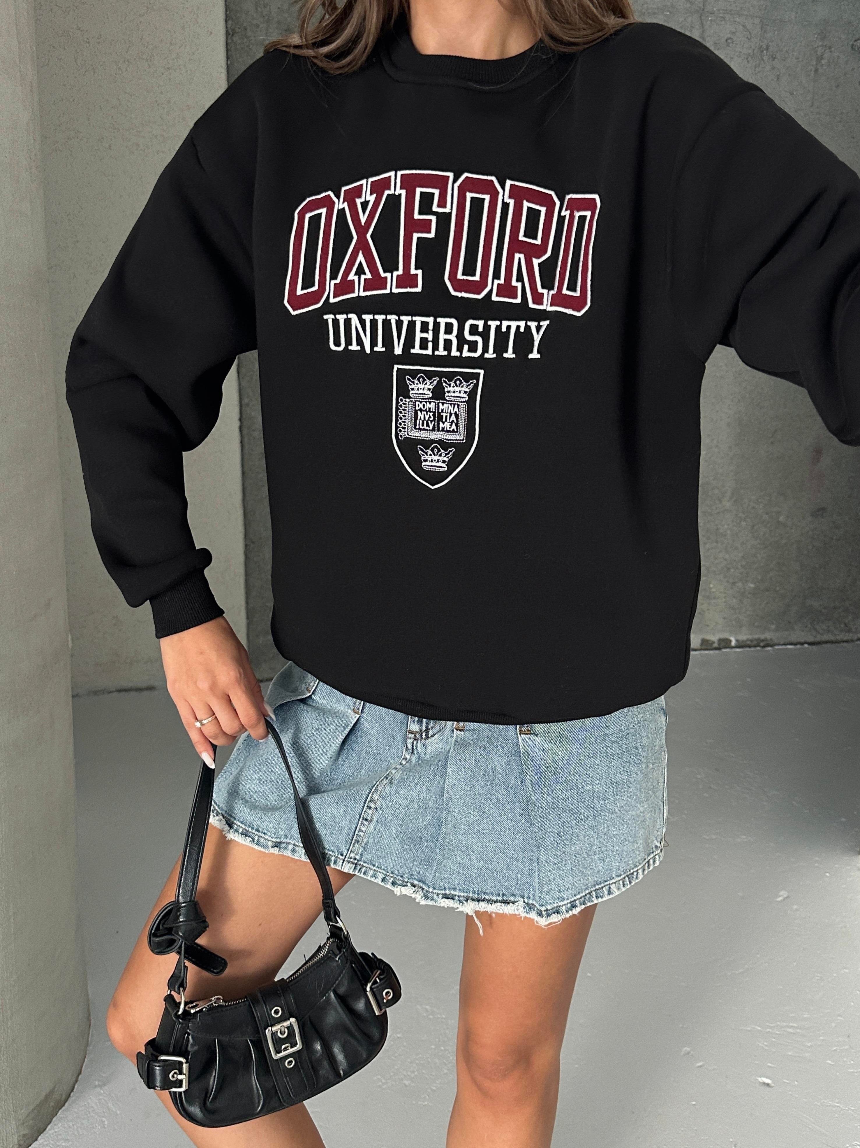 Oxford Baskılı Oversize Sweatshirt