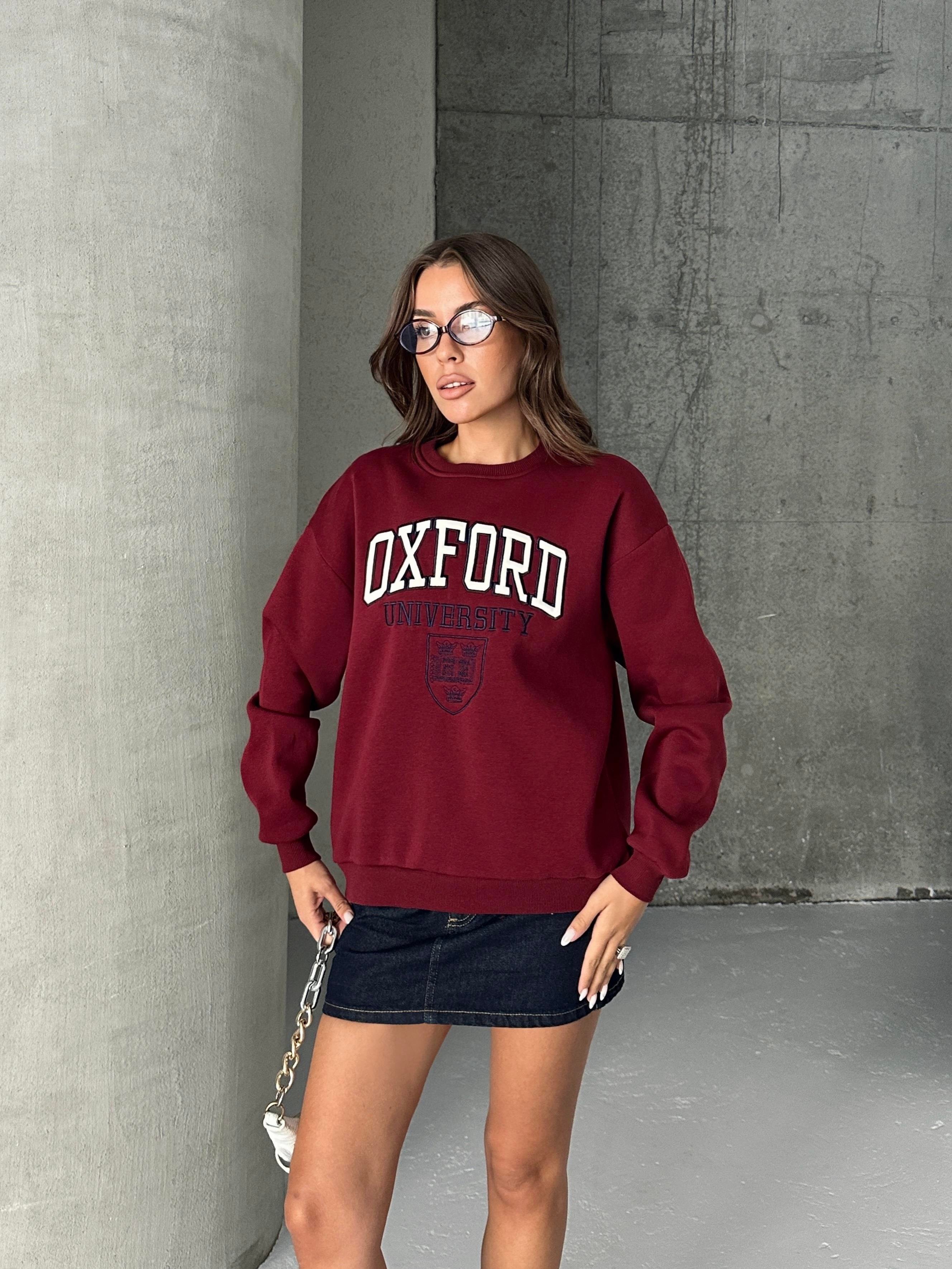 Oxford Baskılı Oversize Sweatshirt
