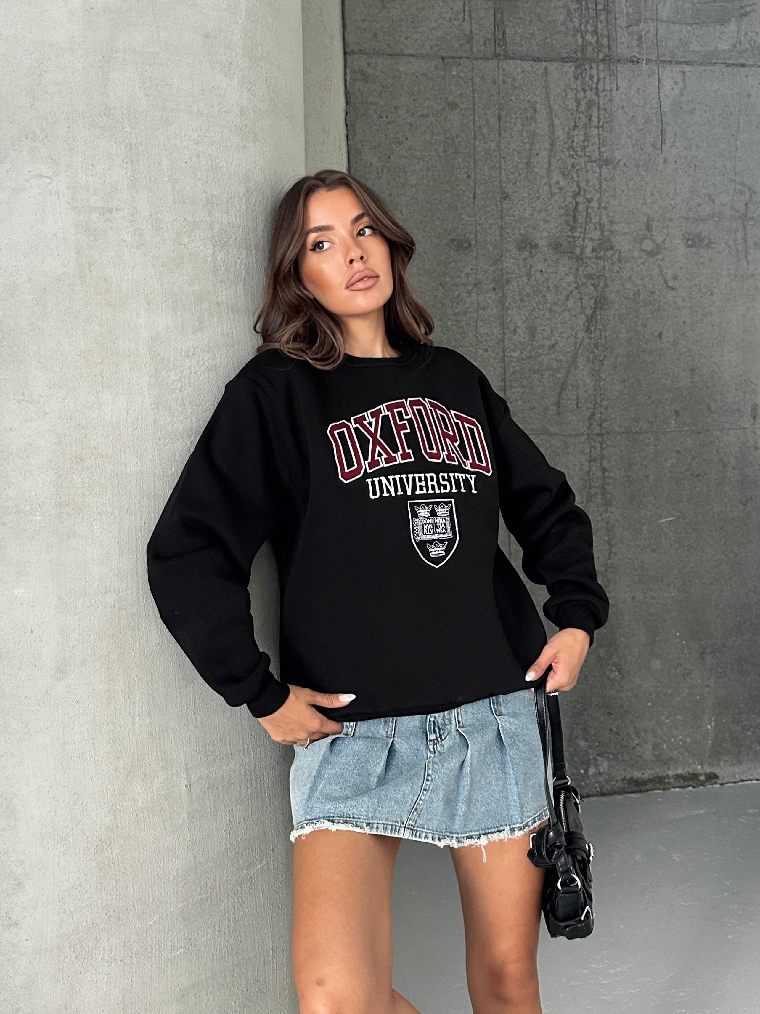 Oxford Baskılı Oversize Sweatshirt
