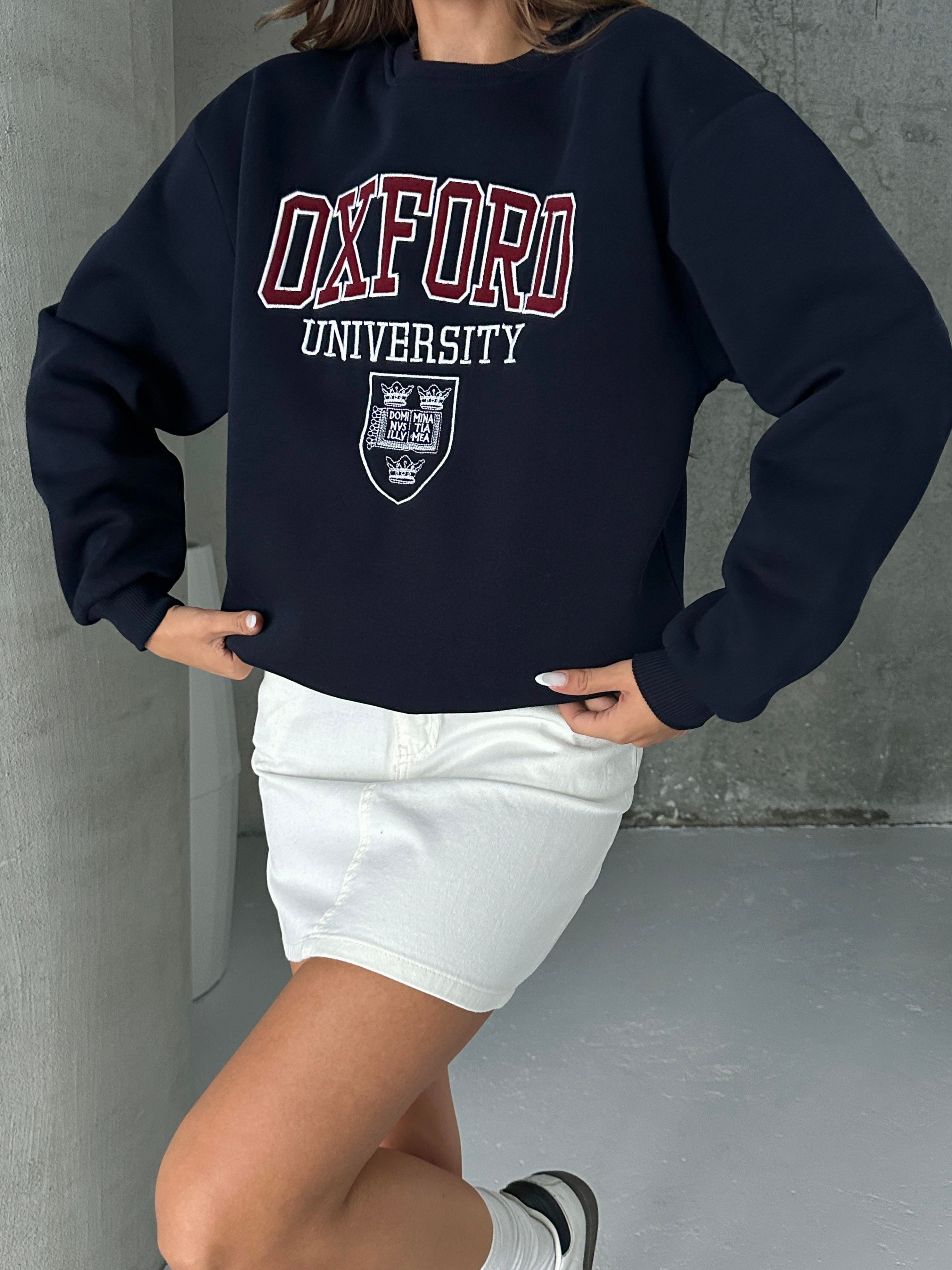 Oxford Baskılı Oversize Sweatshirt