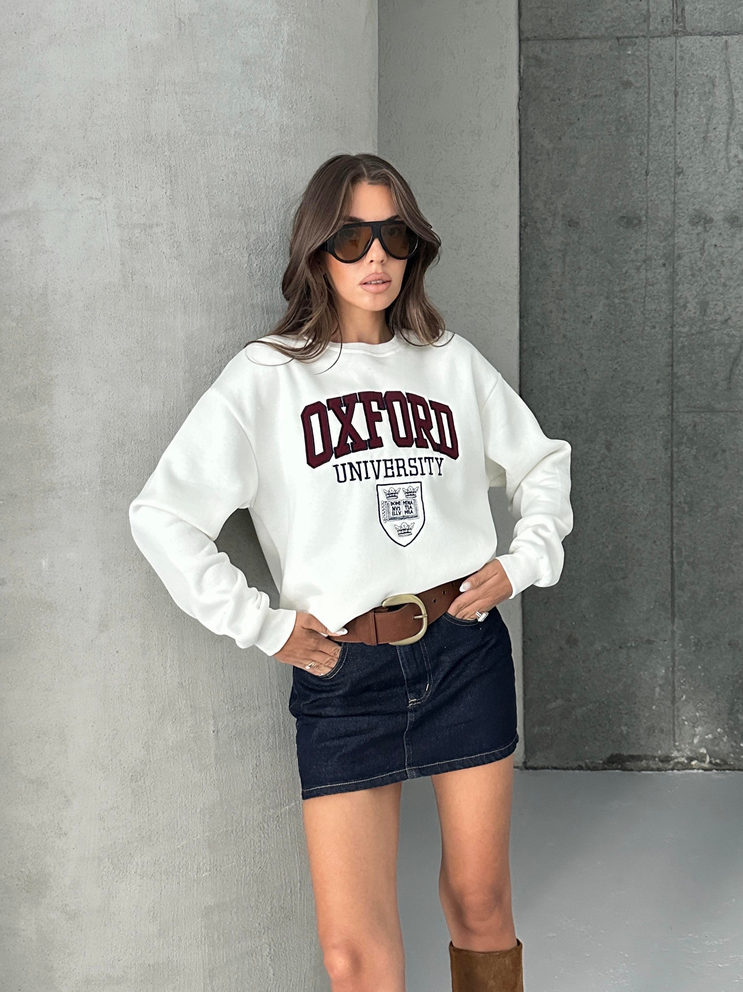 Oxford Baskılı Oversize Sweatshirt
