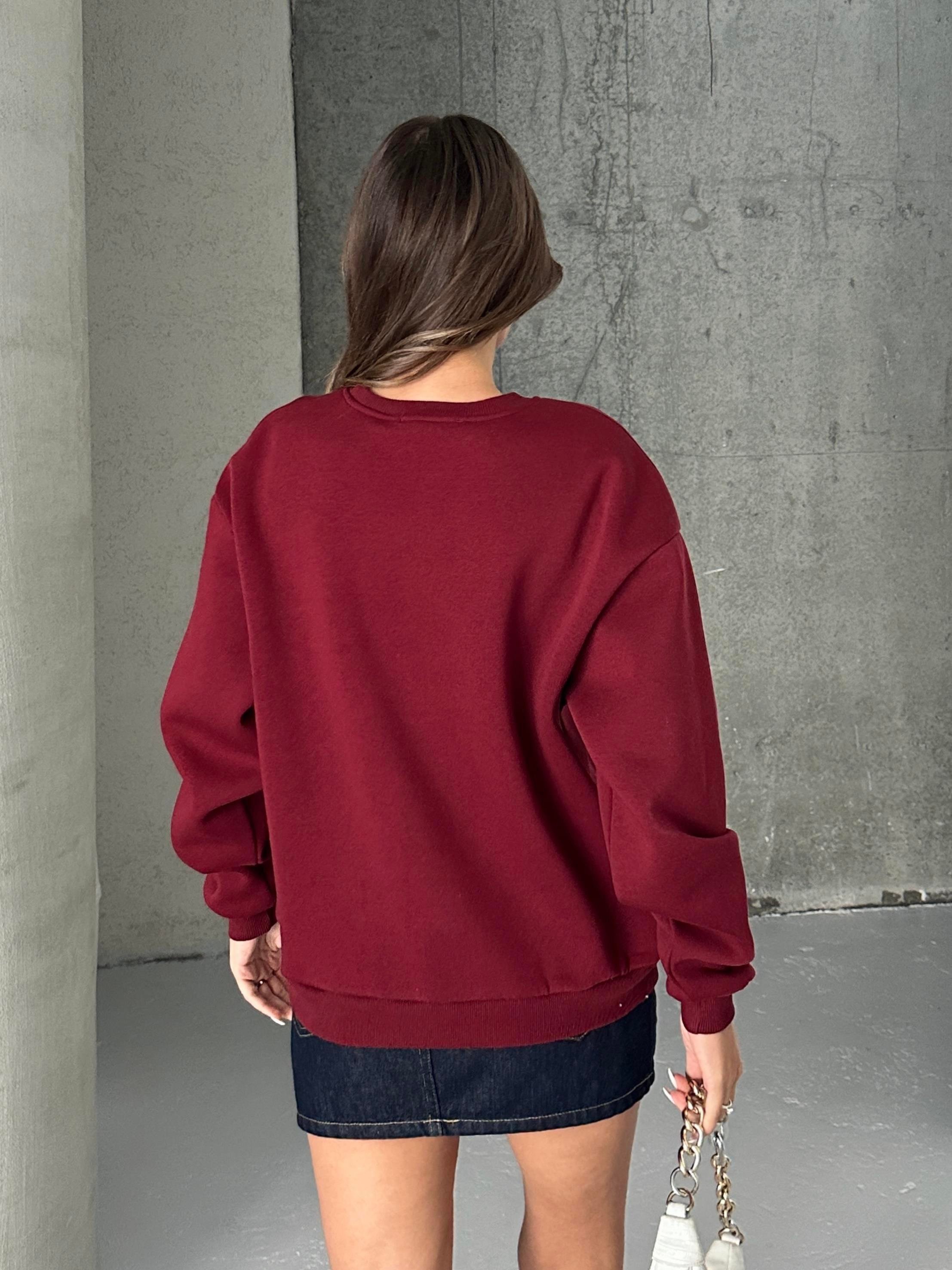 Oxford Baskılı Oversize Sweatshirt