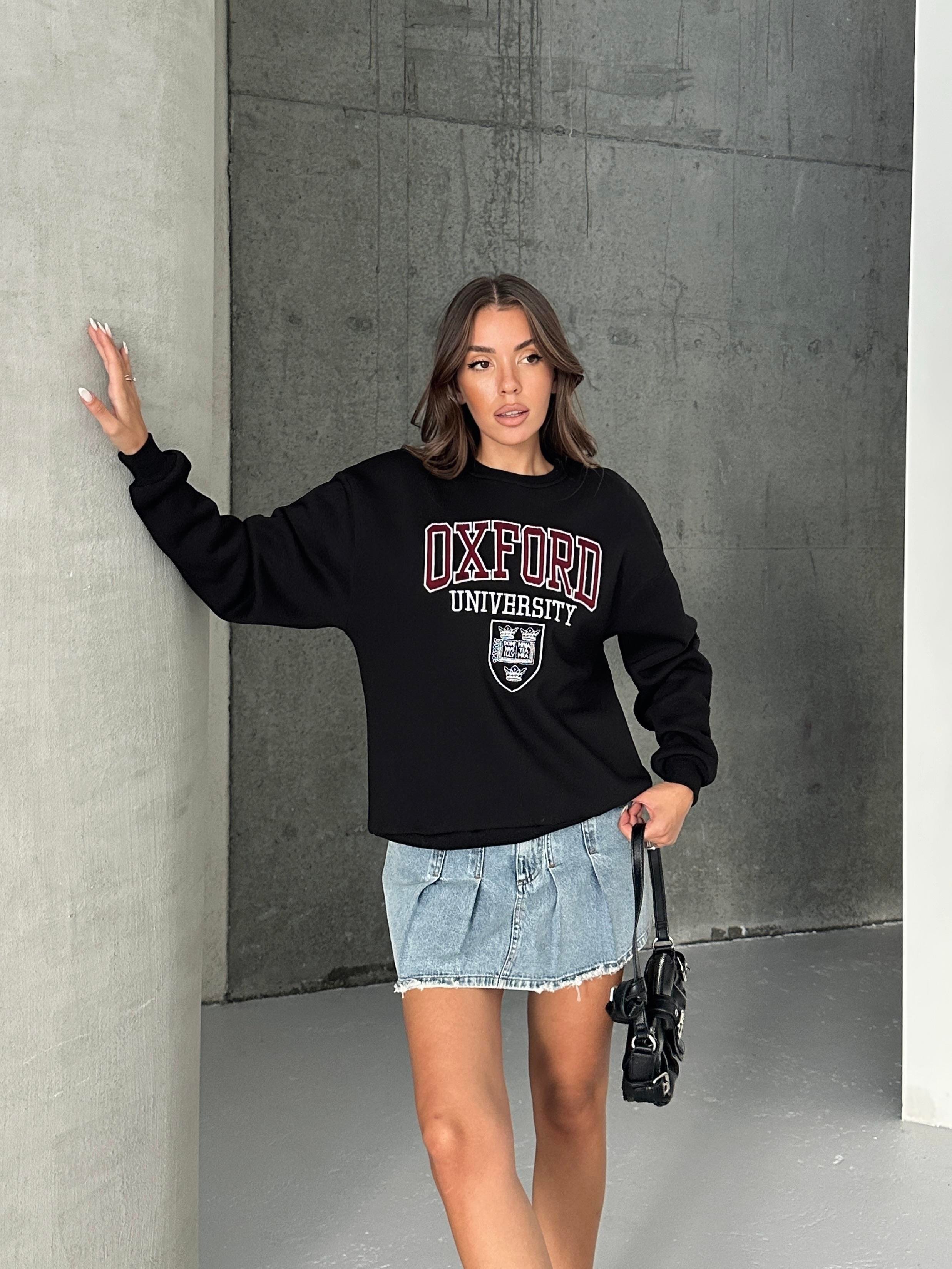 Oxford Baskılı Oversize Sweatshirt