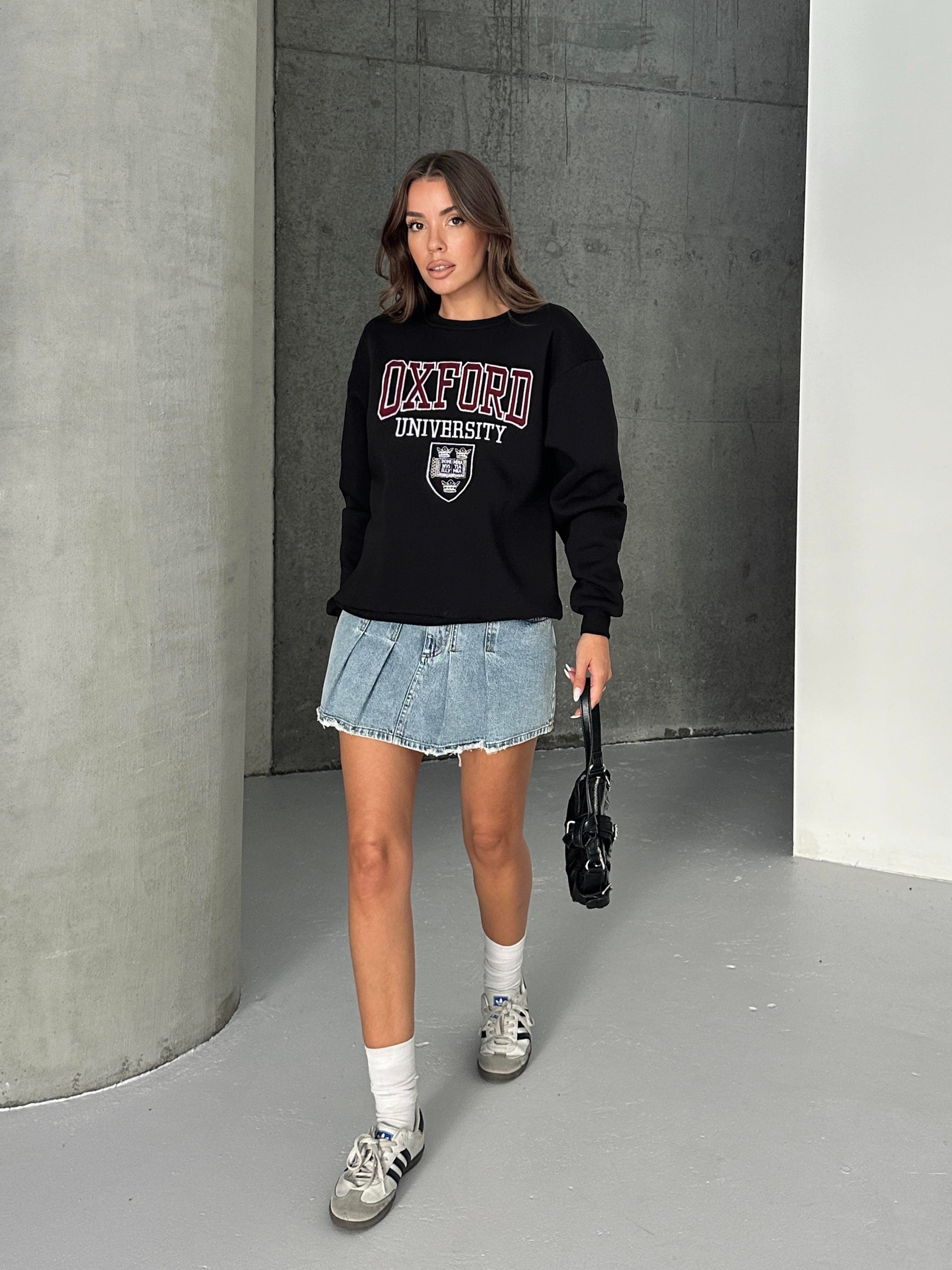 Oxford Baskılı Oversize Sweatshirt