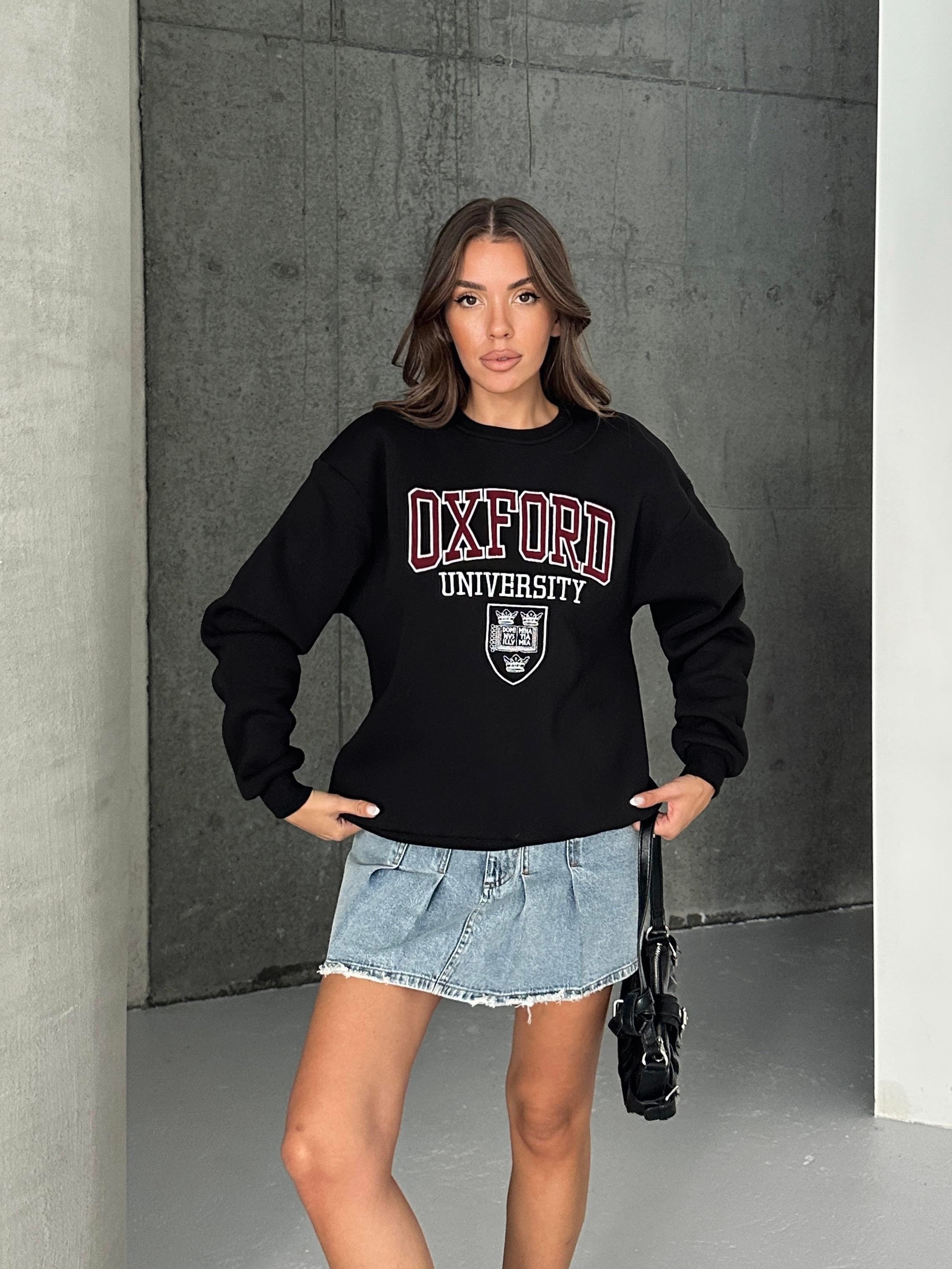 Oxford Baskılı Oversize Sweatshirt