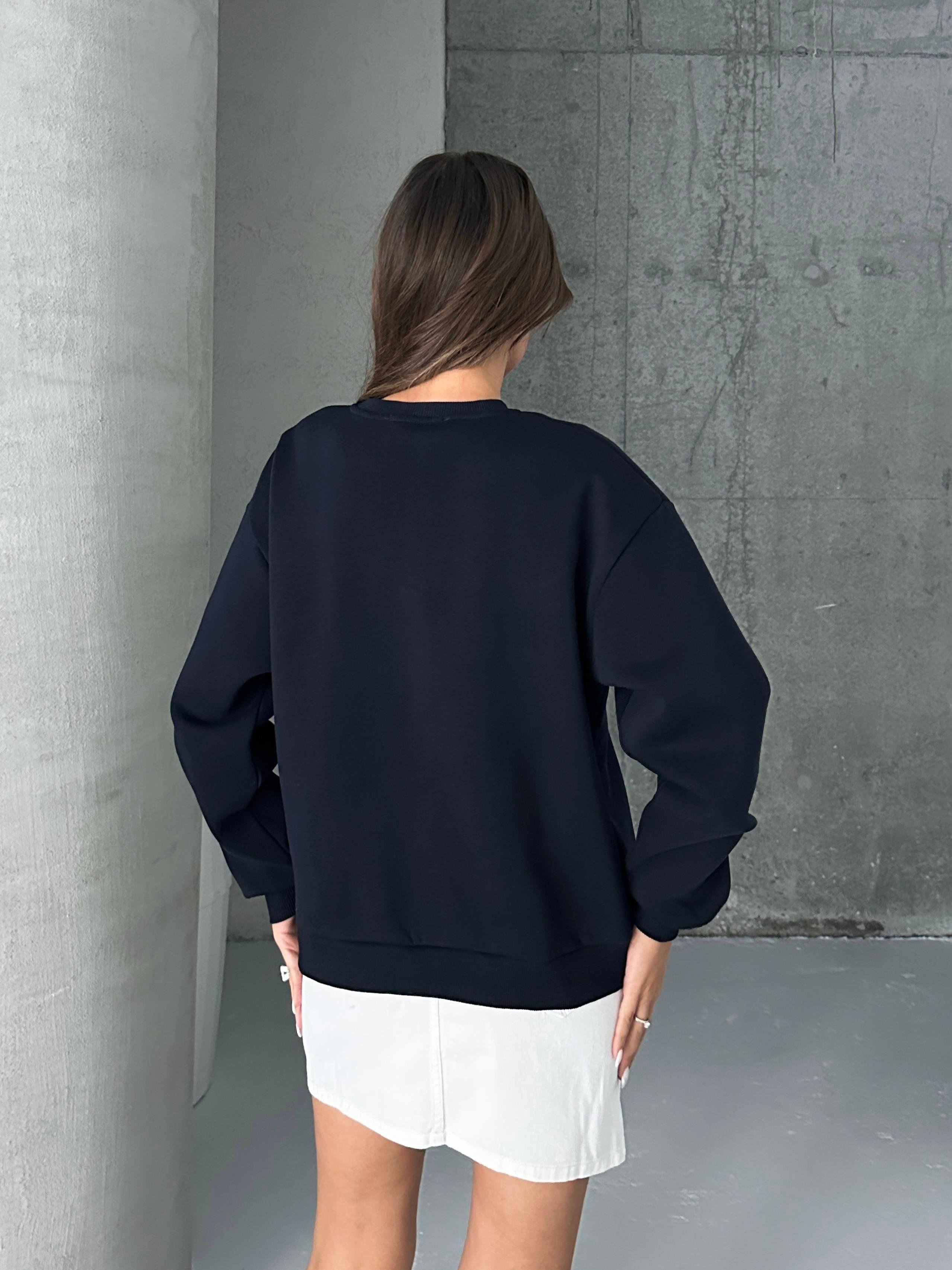 Oxford Baskılı Oversize Sweatshirt