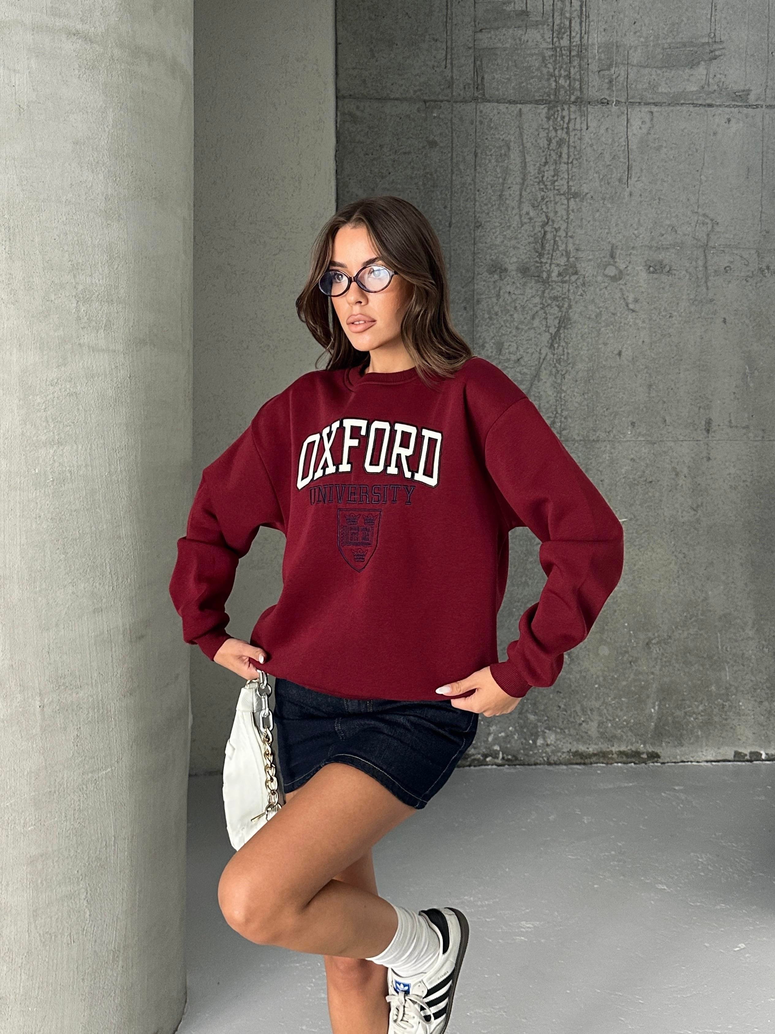 Oxford Baskılı Oversize Sweatshirt
