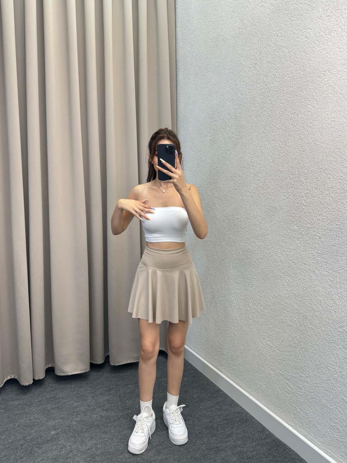Oysh Krem Şort Etek