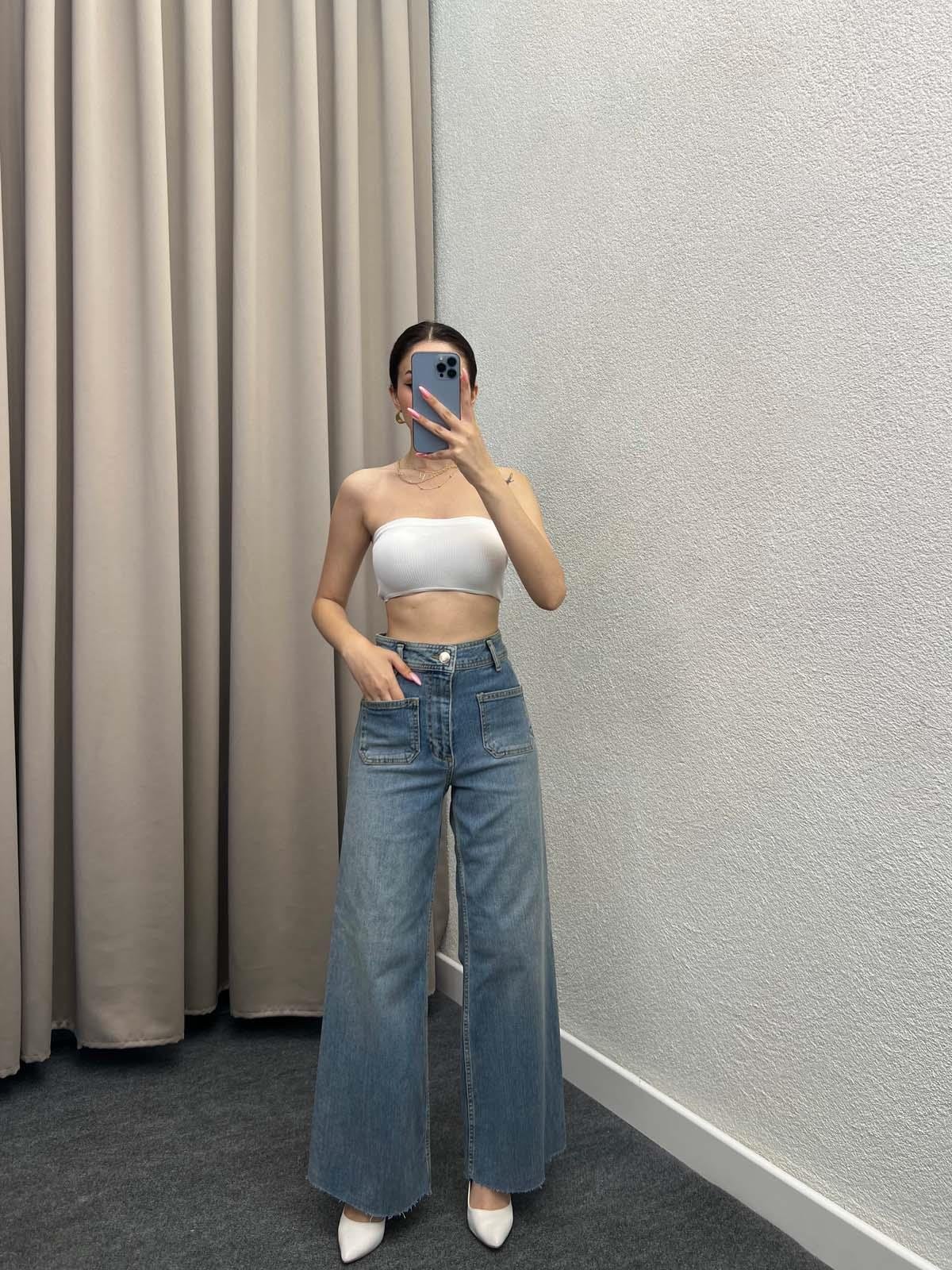 Paça Kesik İspanyol Paça Mavi Jean 